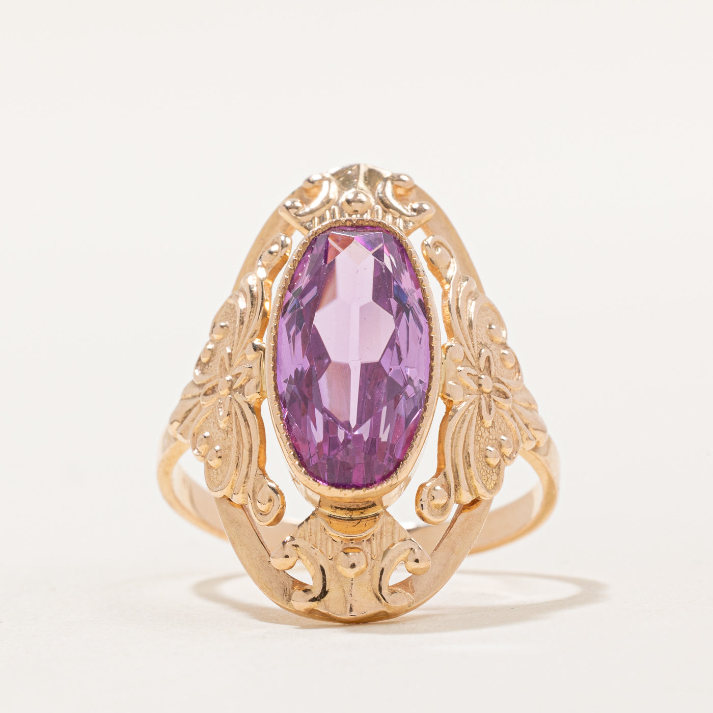 Soviet Hallmarked Synthetic Pink Sapphire Cocktail Ring | 4.13ct | SZ 8.75 |
