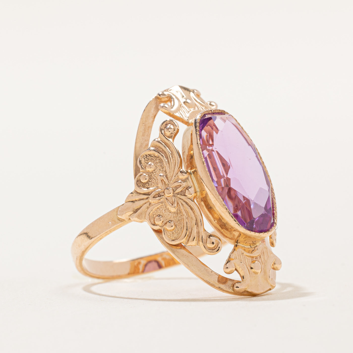 Soviet Hallmarked Synthetic Pink Sapphire Cocktail Ring | 4.13ct | SZ 8.75 |