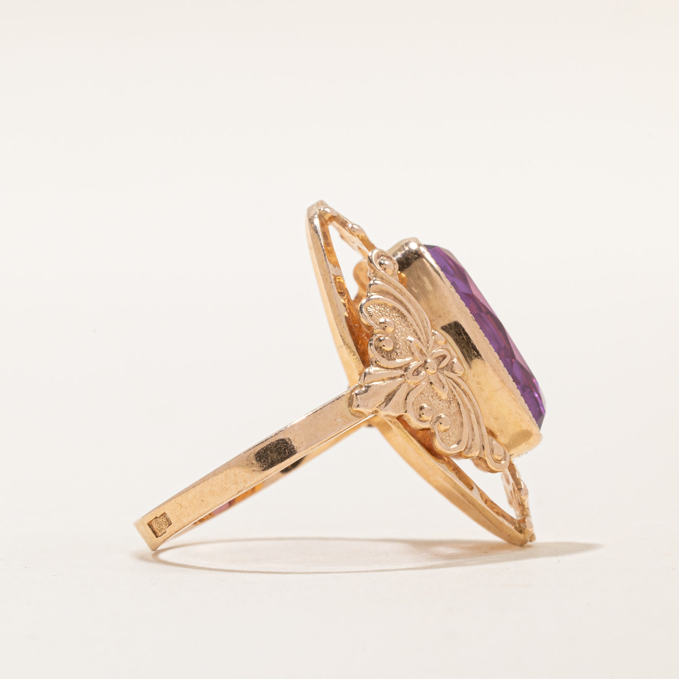 Soviet Hallmarked Synthetic Pink Sapphire Cocktail Ring | 4.13ct | SZ 8.75 |