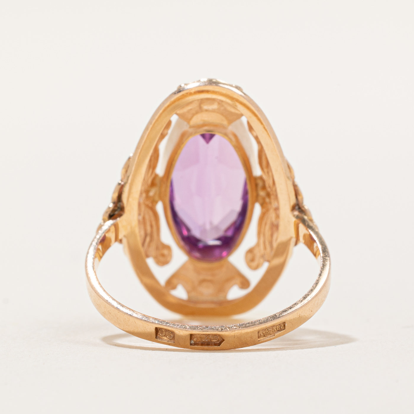 Soviet Hallmarked Synthetic Pink Sapphire Cocktail Ring | 4.13ct | SZ 8.75 |