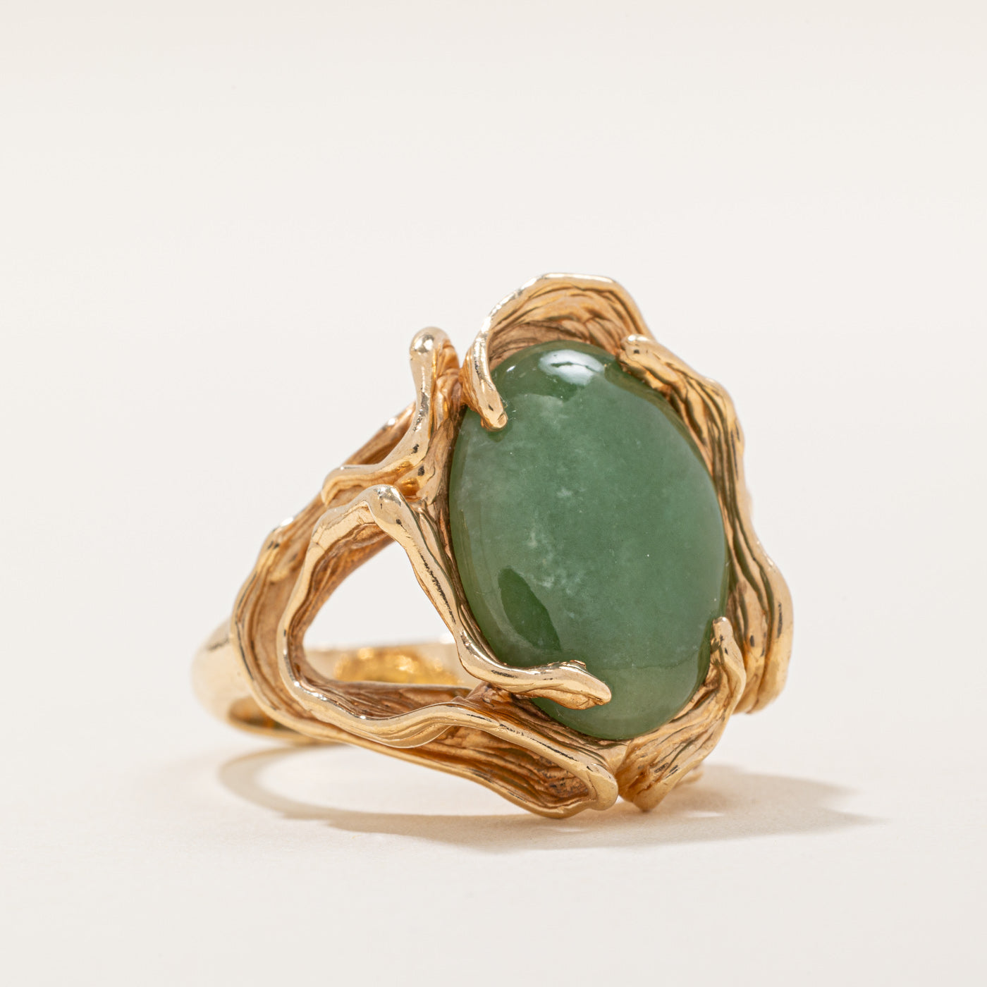 14k Yellow Gold Jadeite Cocktail Ring | 6.00ct | SZ 6.5 |