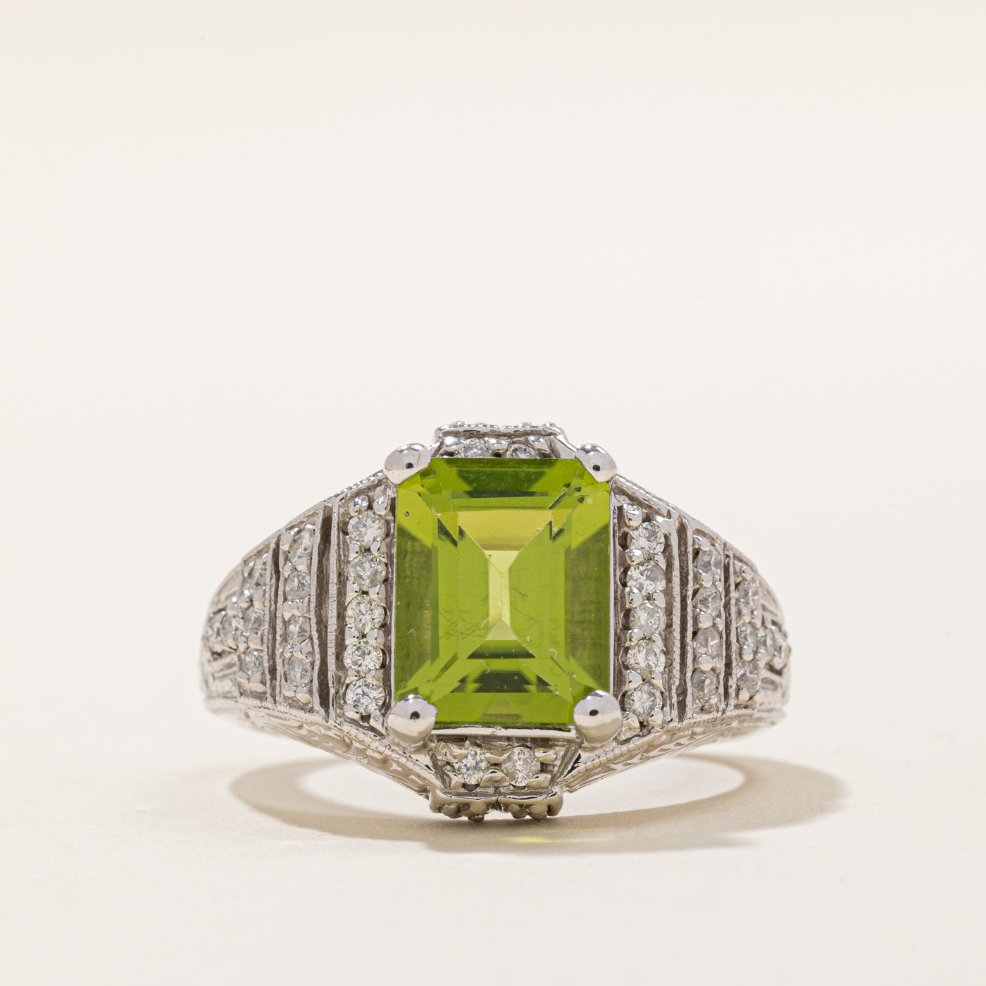 Peridot & Diamond Cocktail Ring | 3.80ct, 0.48ctw | SZ 8.75 |