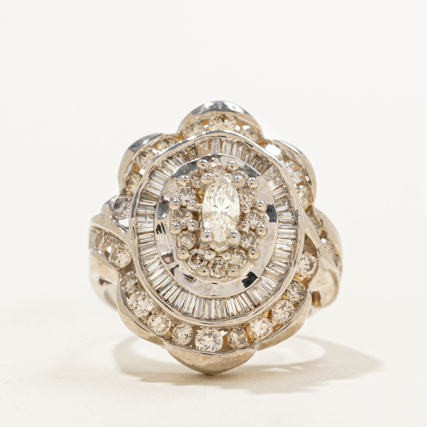 Bague ballerine en diamant marquise | 1,75 ct | Taille 7,75 |