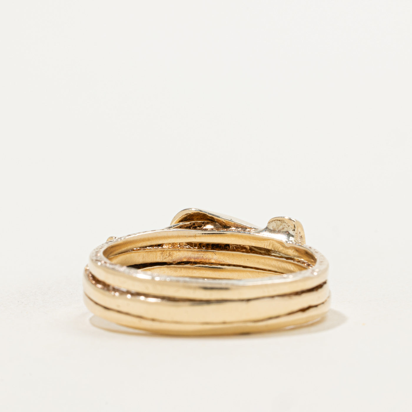 Antique 10k Interlocking Gold Gimmel Ring with Hands & Heart | SZ 9