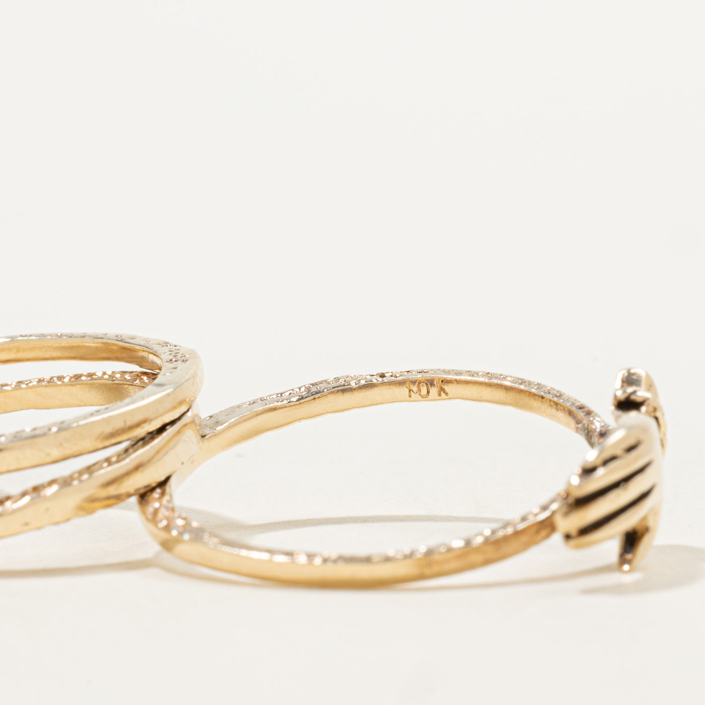 Antique 10k Interlocking Gold Gimmel Ring with Hands & Heart | SZ 9