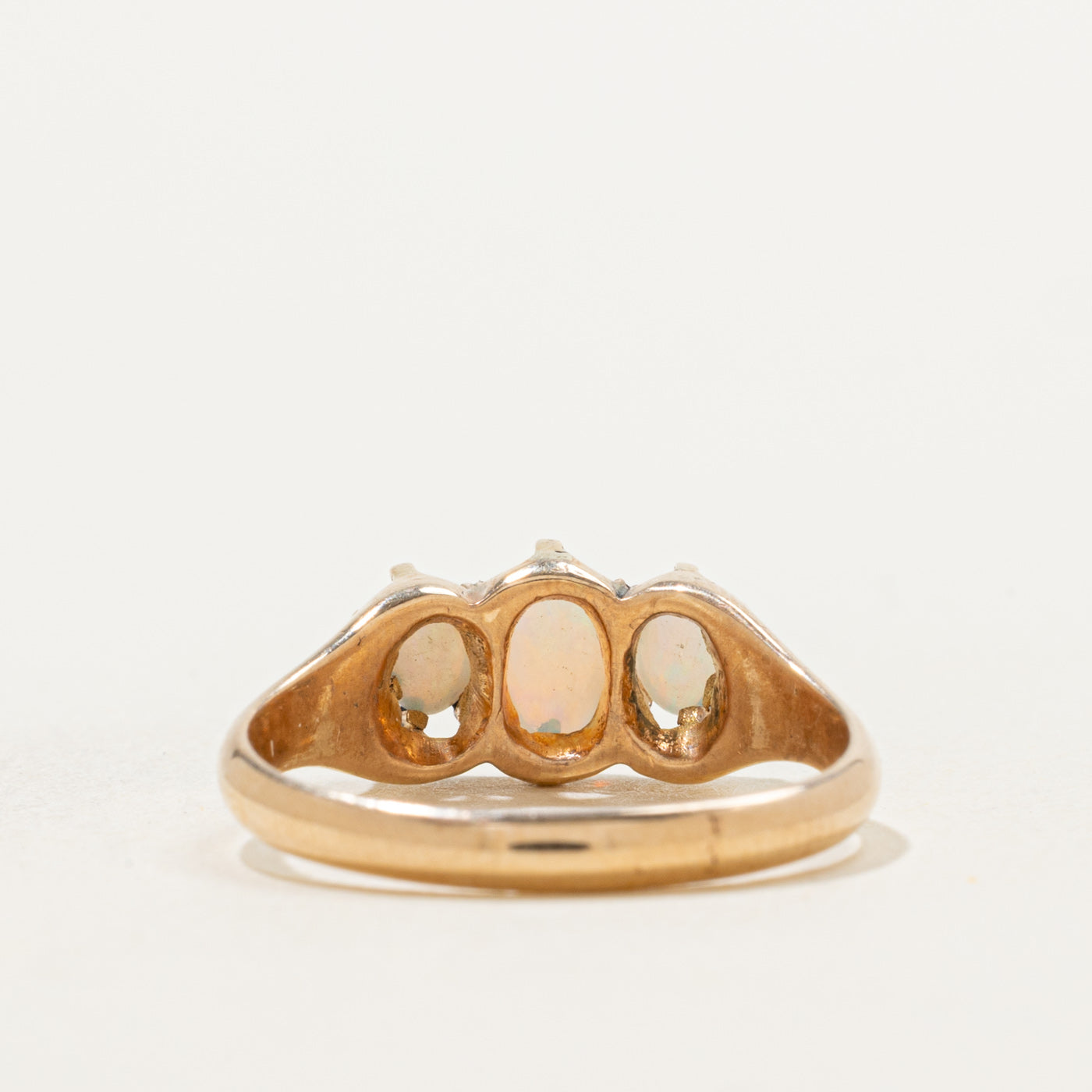Antique Three Stone Belcher Set Opal Ring | 0.5ctw | SZ. 6.5