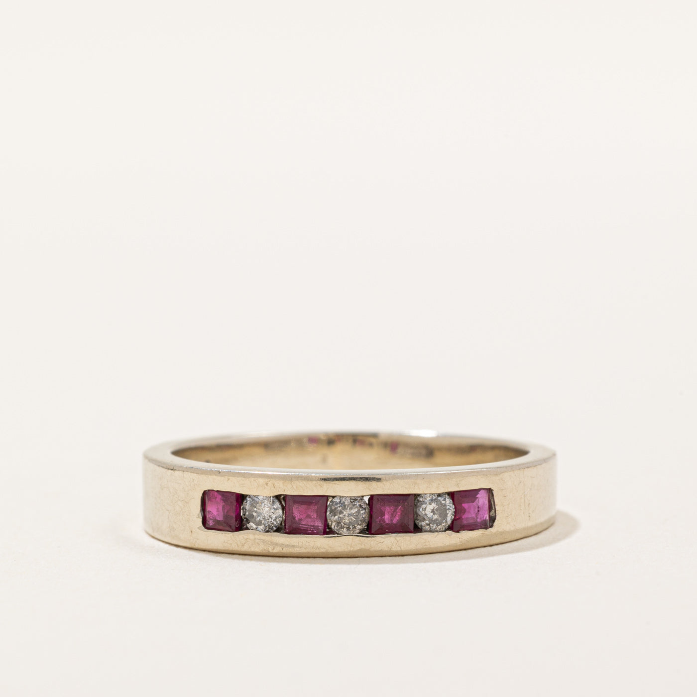 Channel Set Ruby & Diamond Ring | 0.24ctw, 0.09ctw | SZ 7.5 |