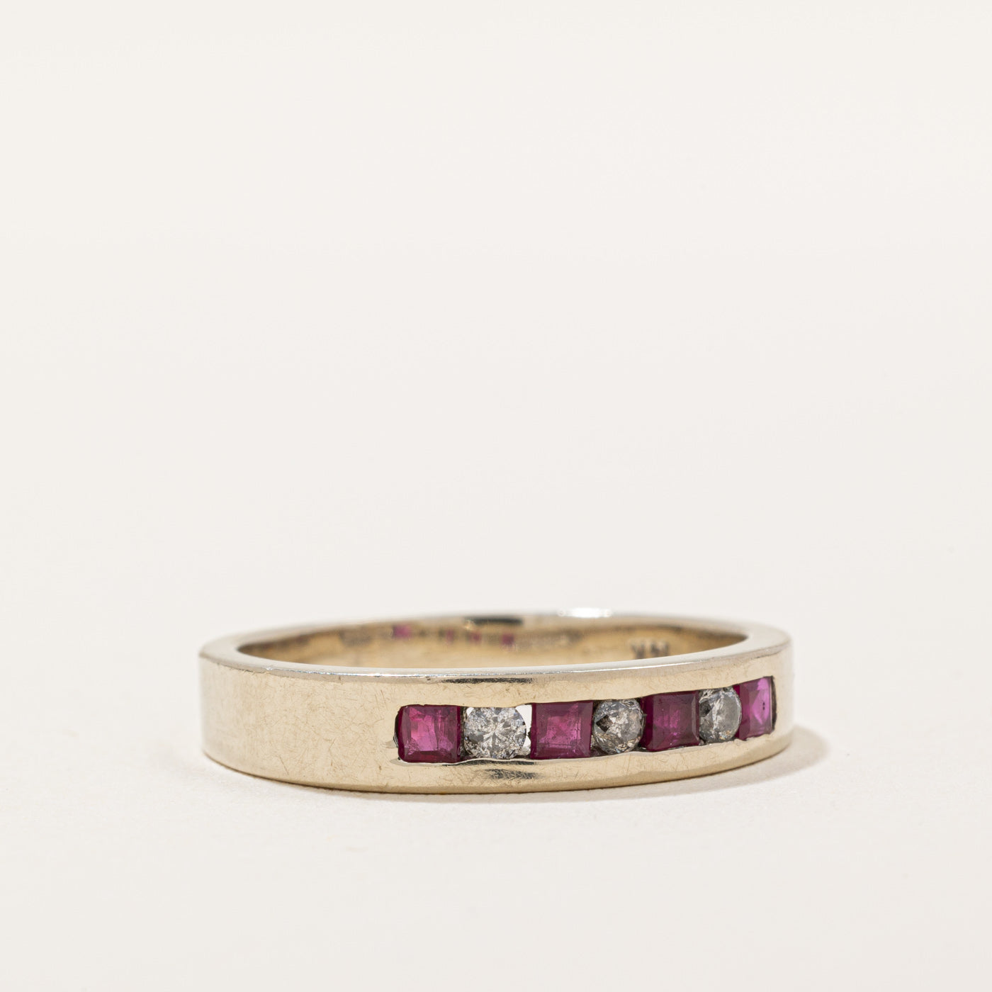 Channel Set Ruby & Diamond Ring | 0.24ctw, 0.09ctw | SZ 7.5 |
