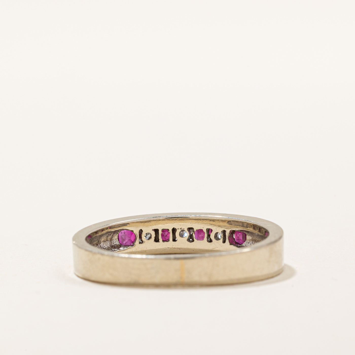 Channel Set Ruby & Diamond Ring | 0.24ctw, 0.09ctw | SZ 7.5 |