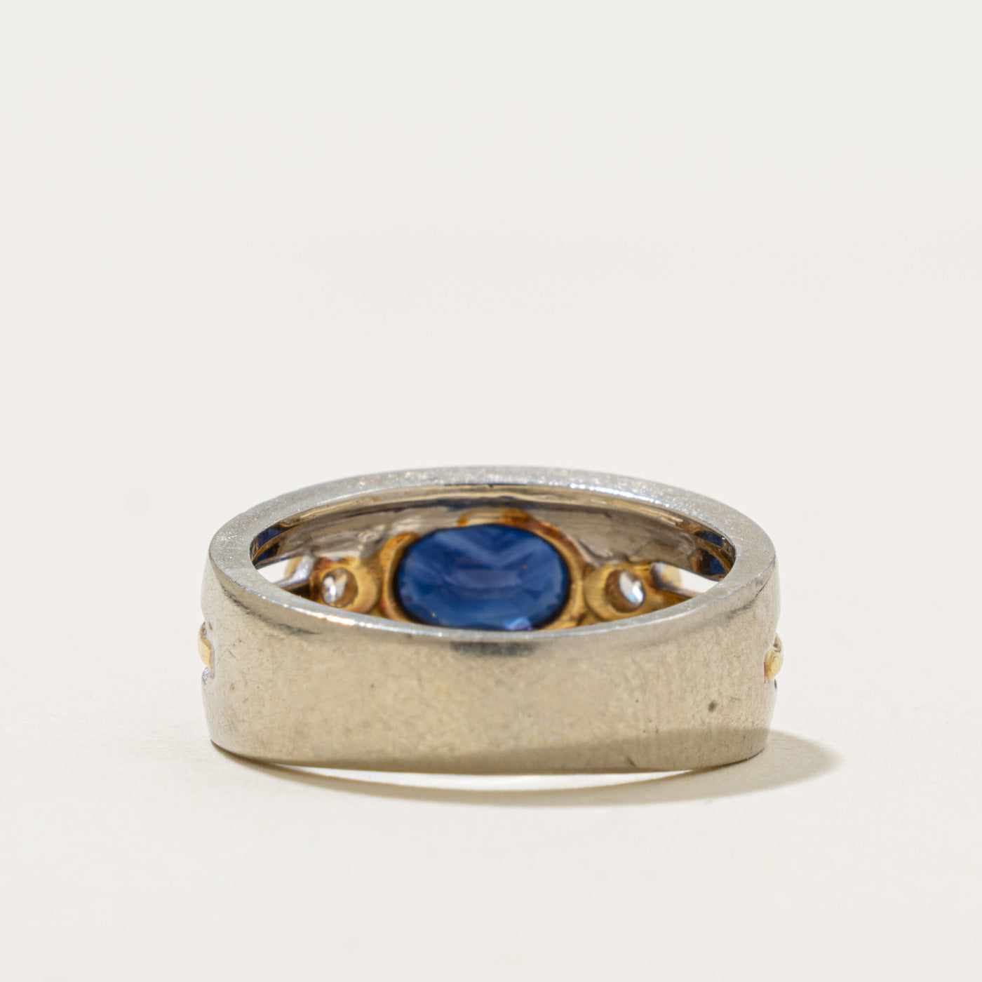 18k Two Tone East West Sapphire & Diamond Band | 1.00ct, 0.08ctw | 5.4mm | SZ 4.5