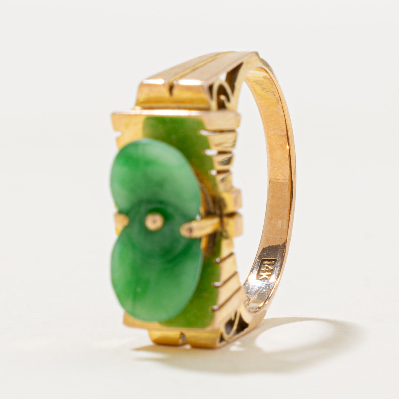 14k Jadeite Architectural Ring | 1.25ct | SZ 7
