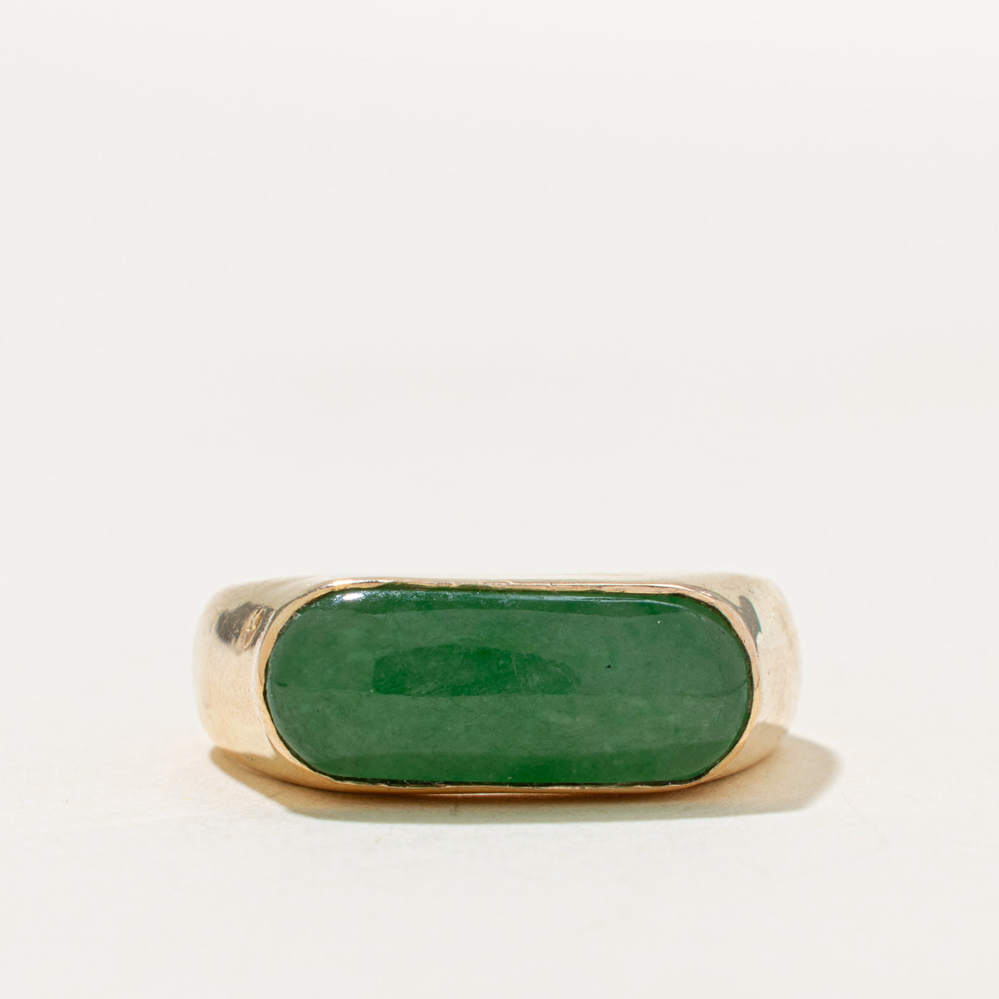 14k Solitaire Jadeite Plain Signet Ring | 3.00ct | SZ 8.5