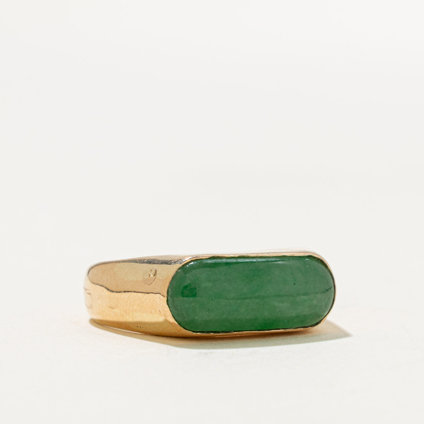 14k Solitaire Jadeite Plain Signet Ring | 3.00ct | SZ 8.5