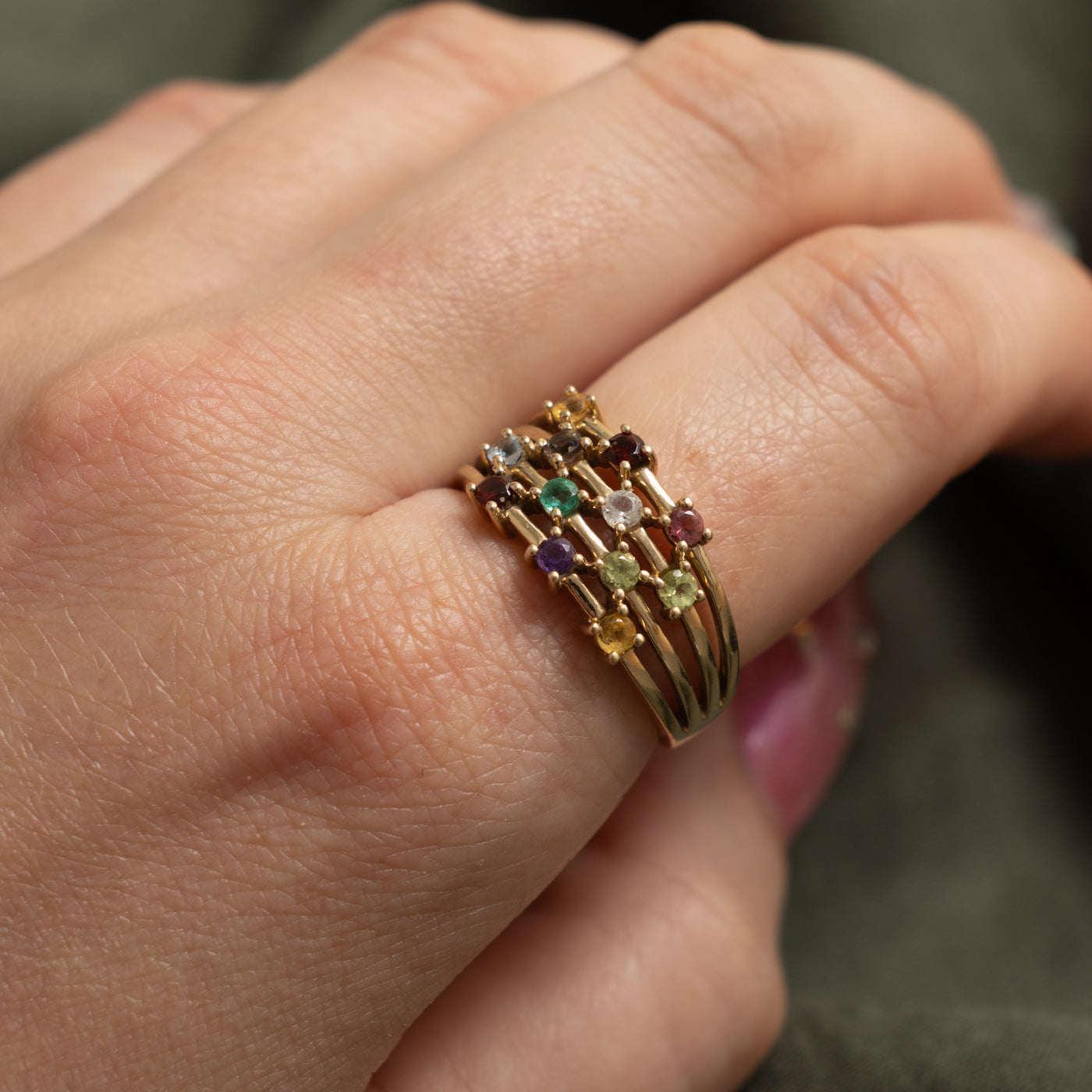 10k Scattered Multi Gemstone Layered Ring | 0.60ct
