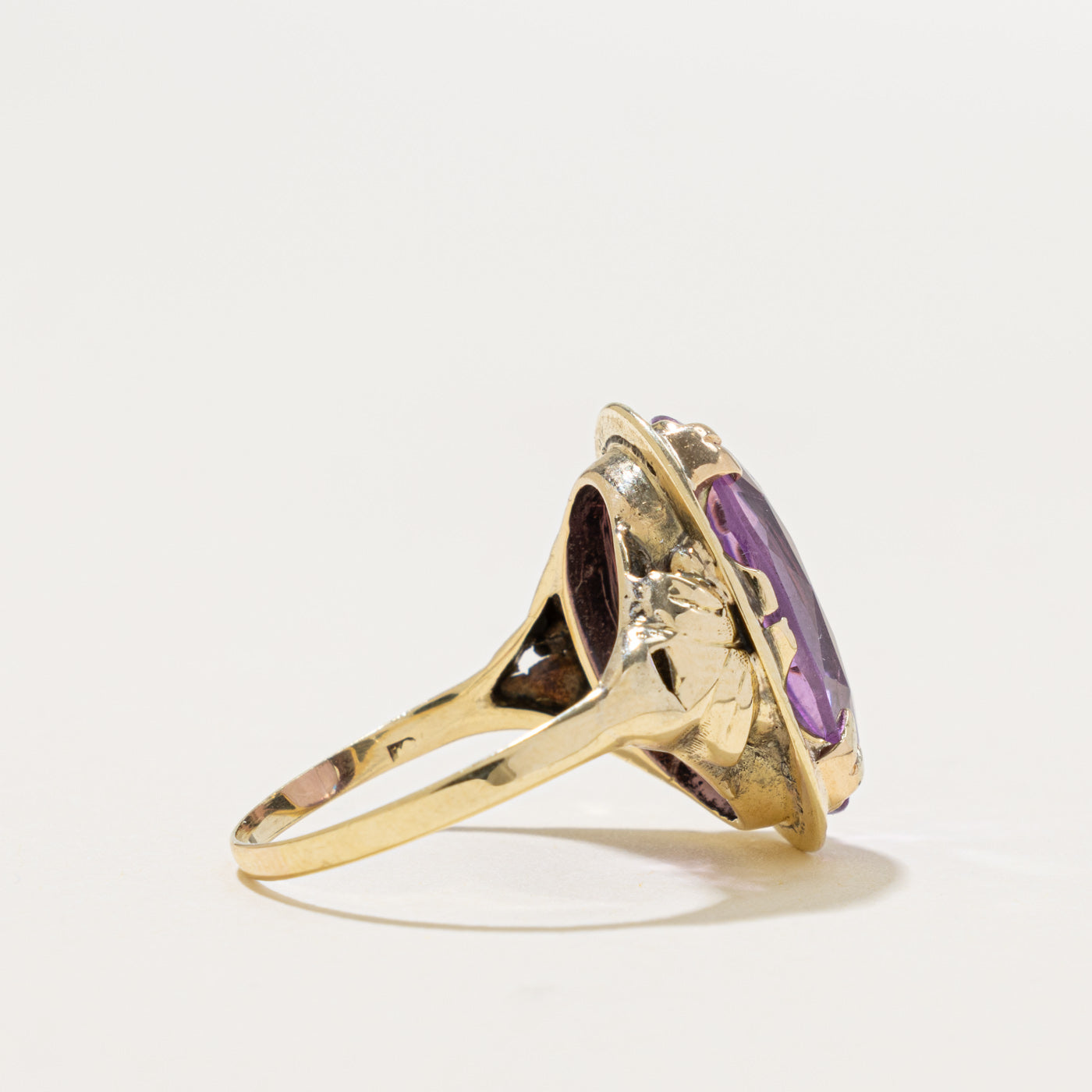 14k Oval Cut Synthetic Sapphire Textured Cocktail Ring | 12.60ct | SZ 7.75