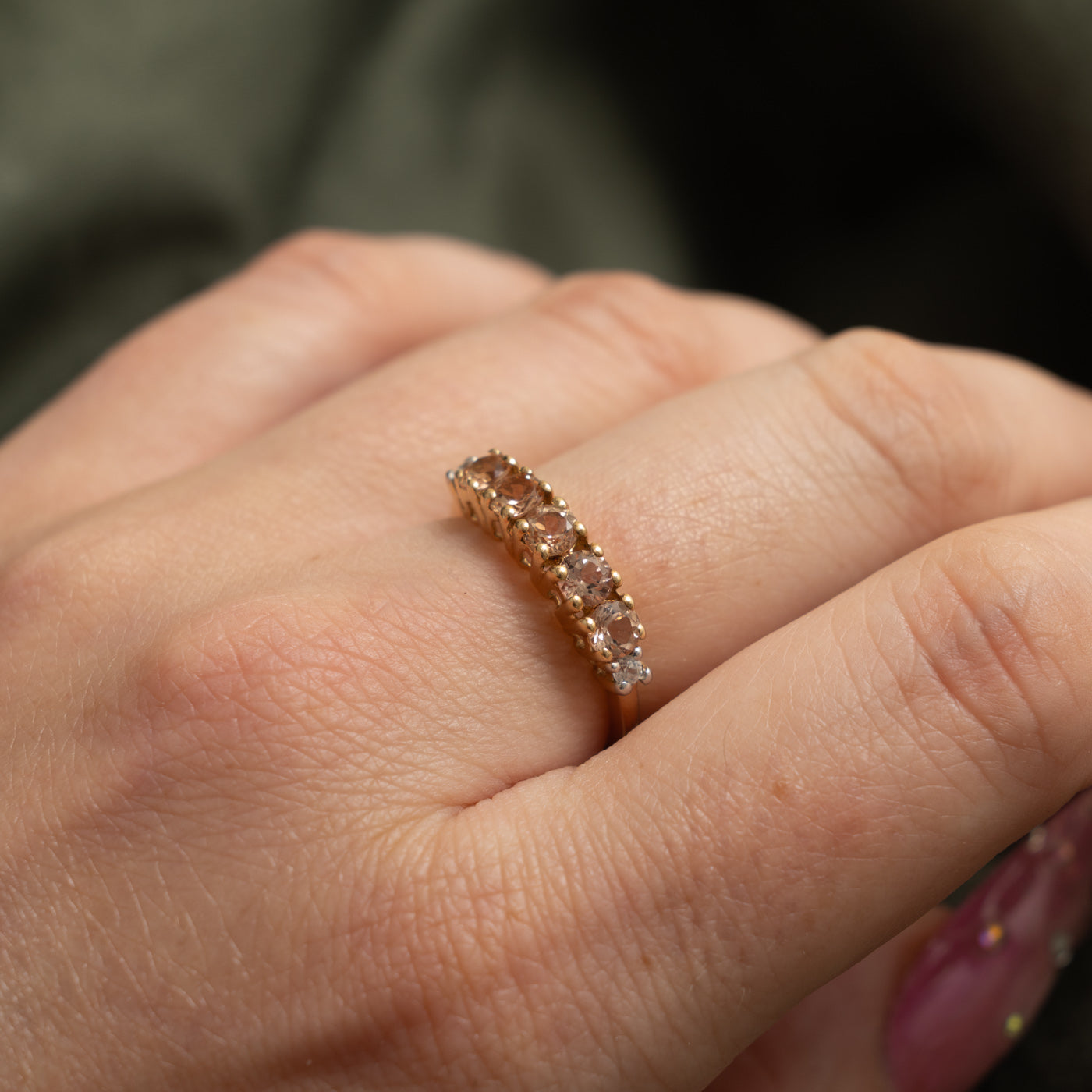2014 Birmingham Semi Eternity Peach Topaz & Zircon Band | 0.92ctw | 1.35mm | SZ 6