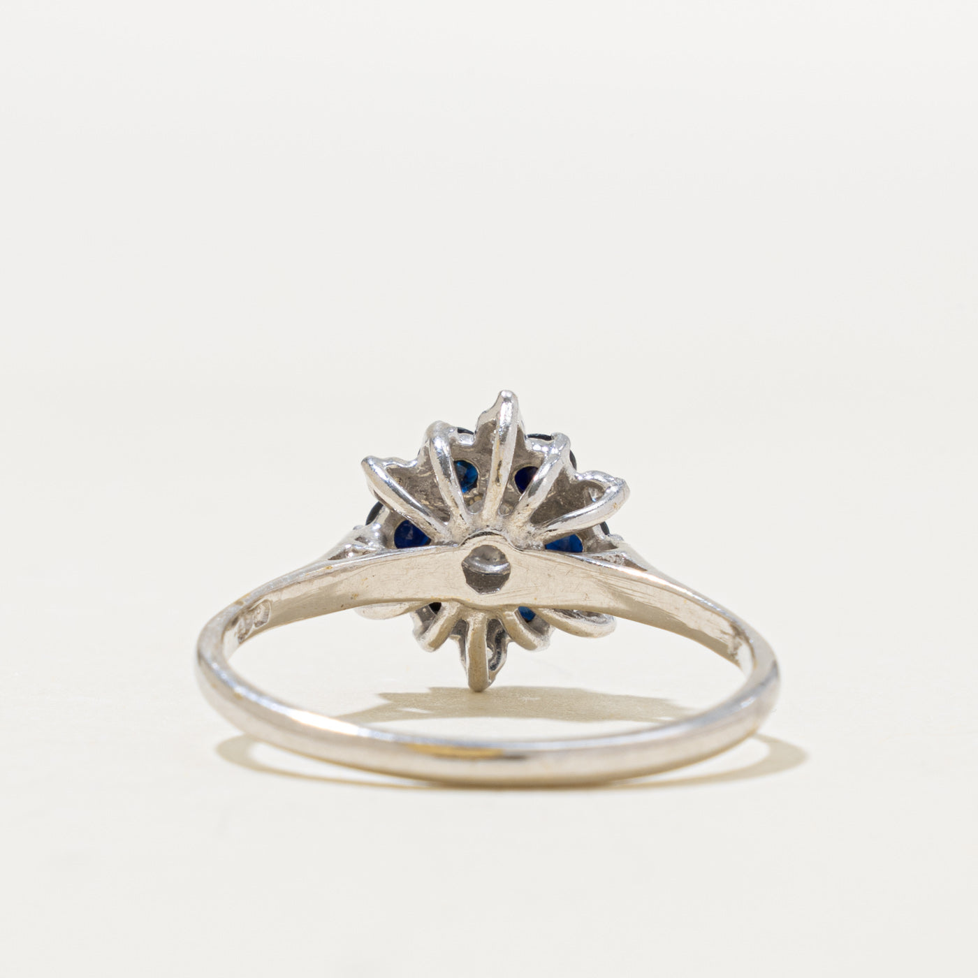 18k Sapphire & Diamond Star Floral Cluster Ring | 0.45ctw, 0.17ctw | SZ 9.75