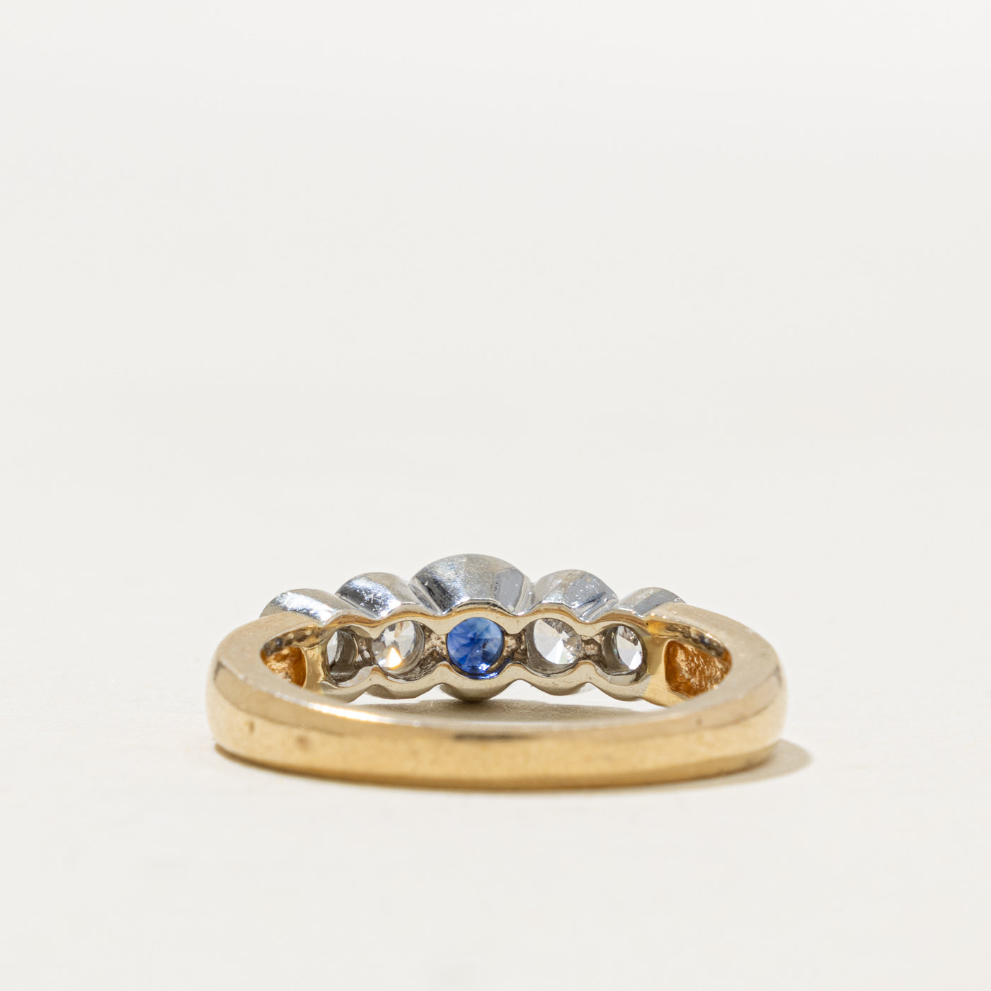 14k Five Stone Sapphire & Diamond Ring | 0.40ct, 0.52ctw | SZ 7.5