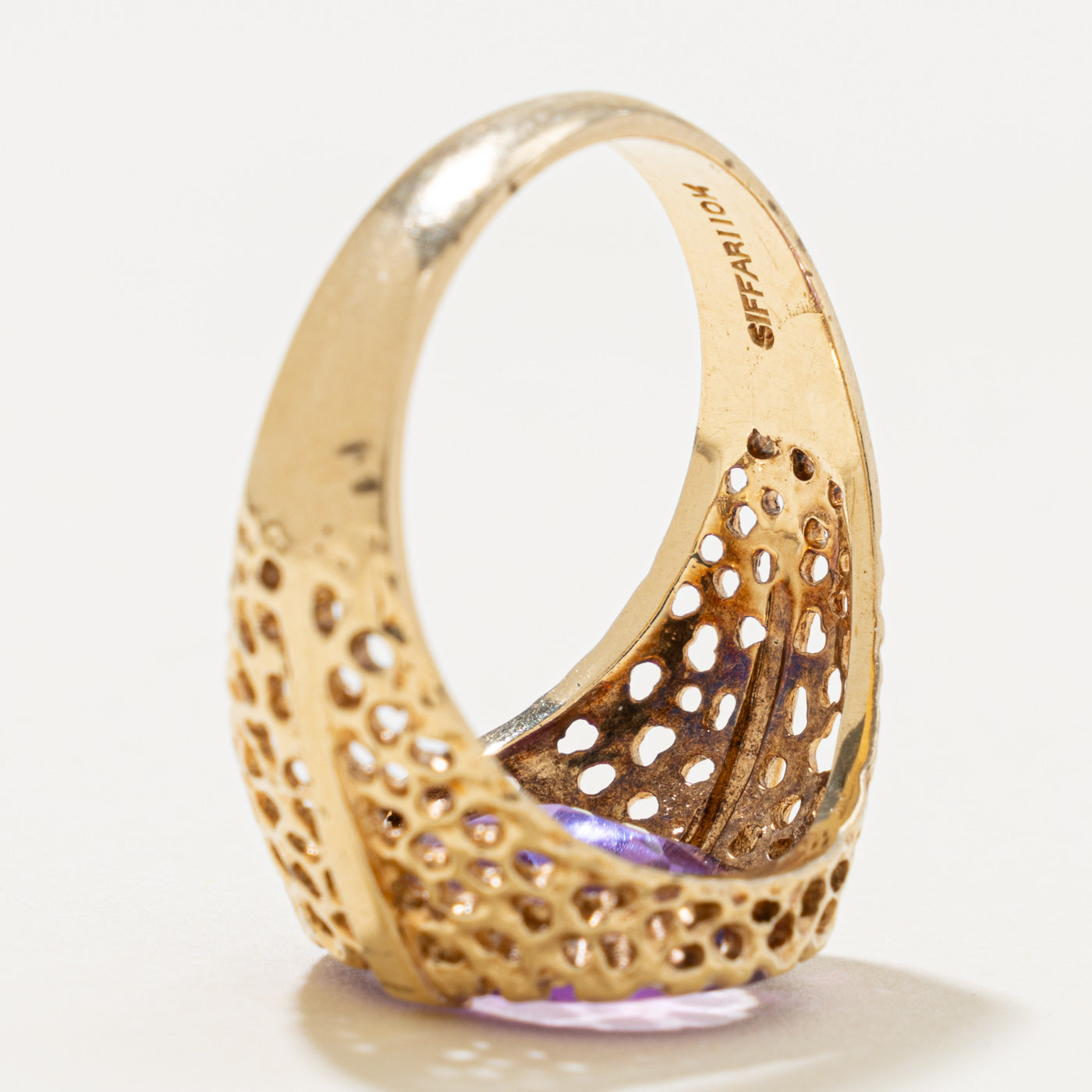 10k Synthetic Sapphire Openwork Signet Ring | 7.40ct | SZ 9
