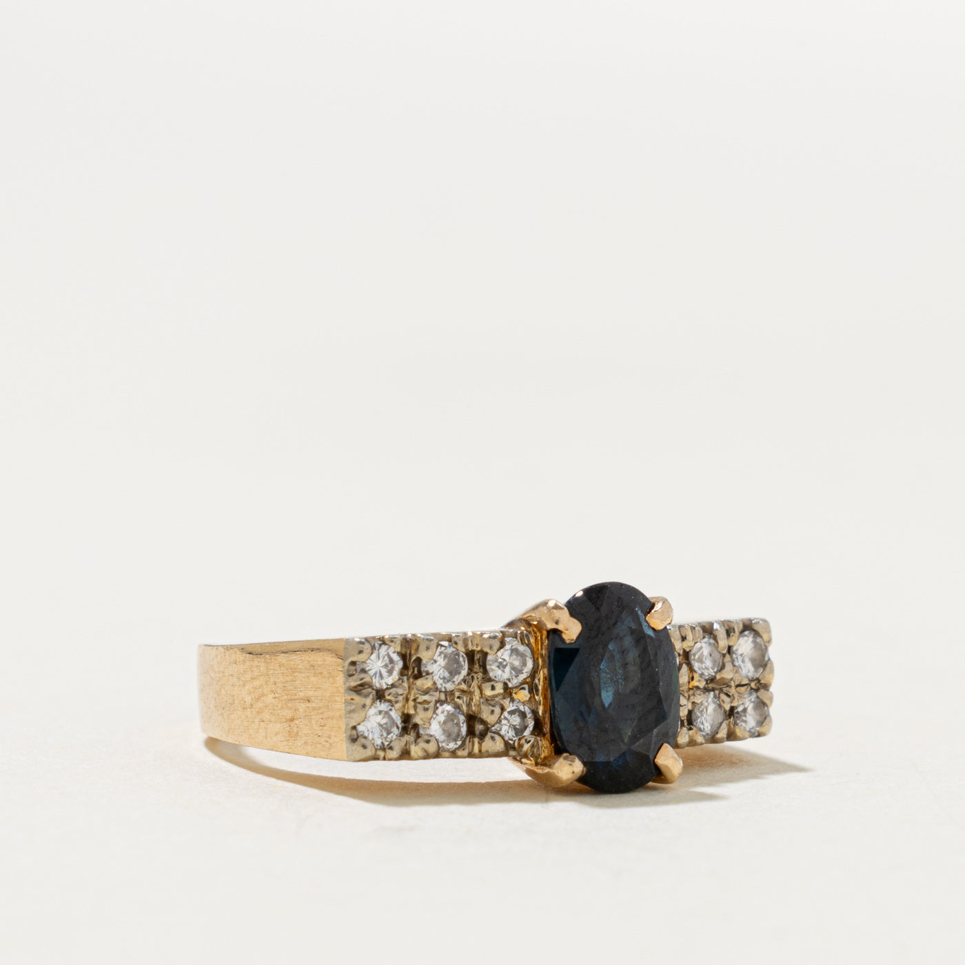 14k Oval Cut Sapphire & Diamond Accented Ring | 1.00ct, 0.24ctw | SZ 4.75
