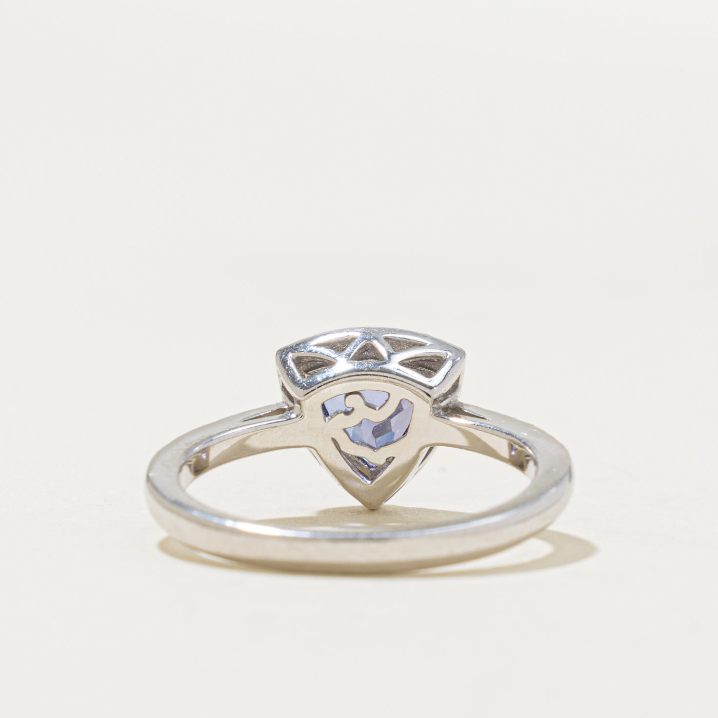 14k Trillion Cut Tanzanite & Diamond Halo Ring | 1.2ct, 0.18ctw | SZ 6.75