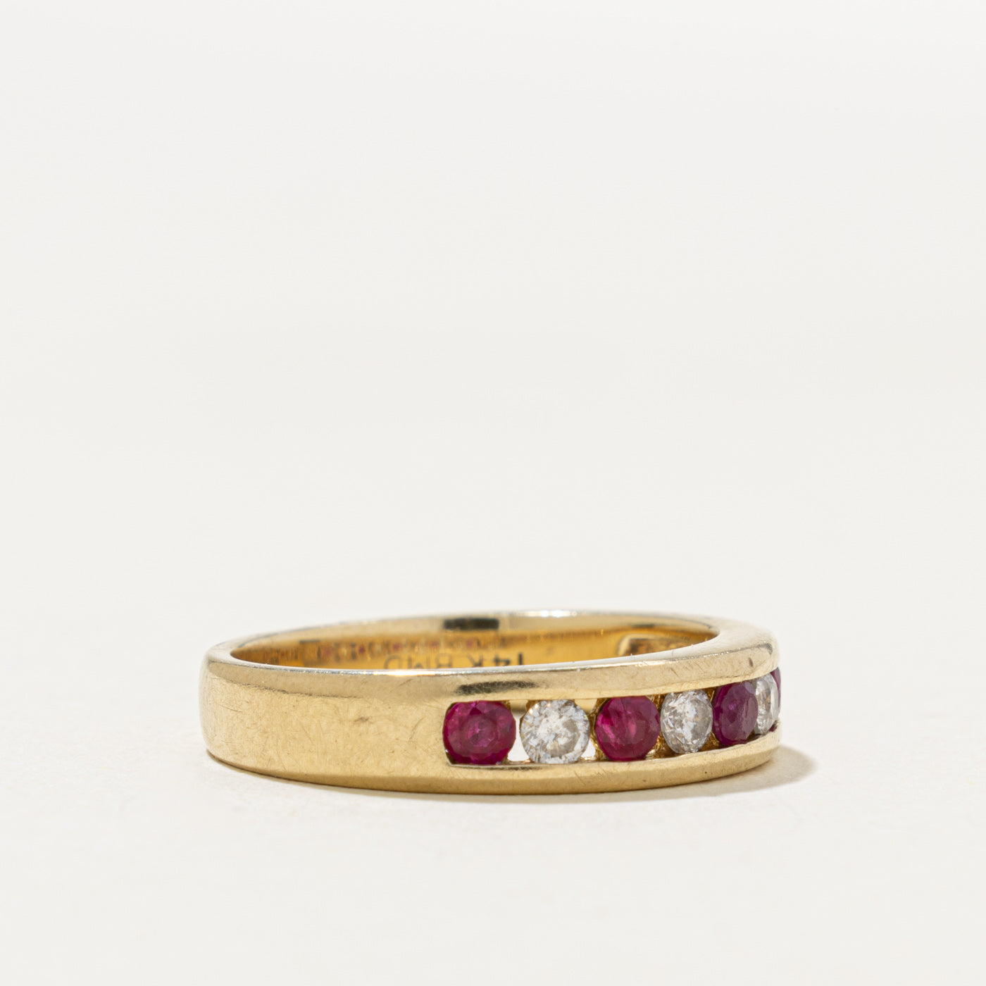 14k Semi Eternity Ruby & Diamond Band | 0.30ctw, 0.20ctw | 4.45mm | SZ 6.75