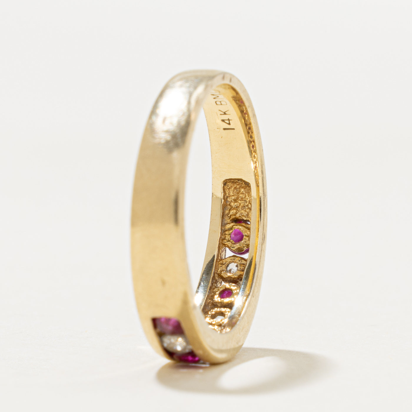 14k Semi Eternity Ruby & Diamond Band | 0.30ctw, 0.20ctw | 4.45mm | SZ 6.75
