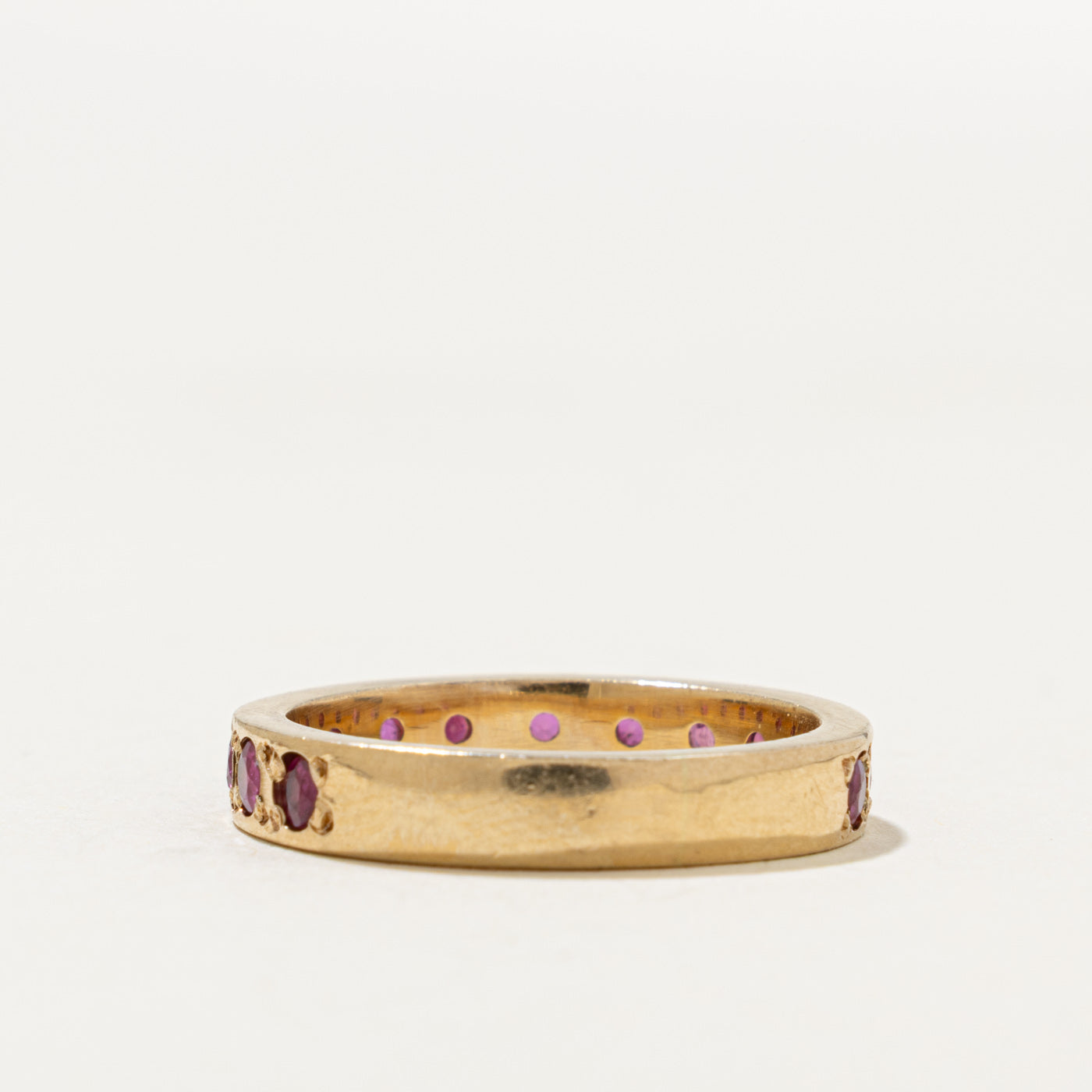 10k Eternity Ruby Ornate Band | 0.88ct | 3.65mm | SZ 7.5