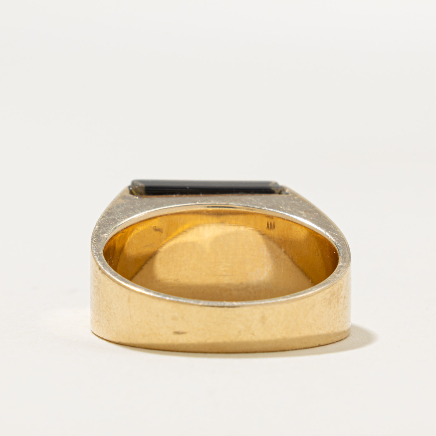 14k Onyx & Diamond Geometric Signet Ring | 2.40ct, 0.28ctw | SZ 10.25