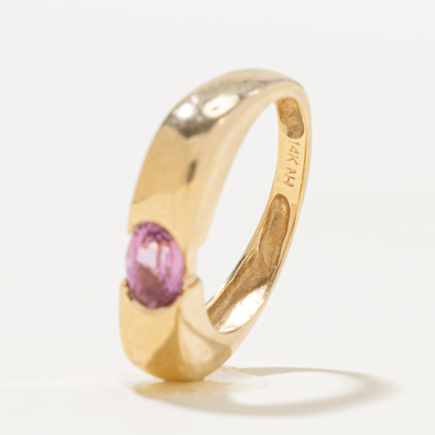 14k Solitaire East West Pink Sapphire Ring | 0.50ct | SZ 4.75