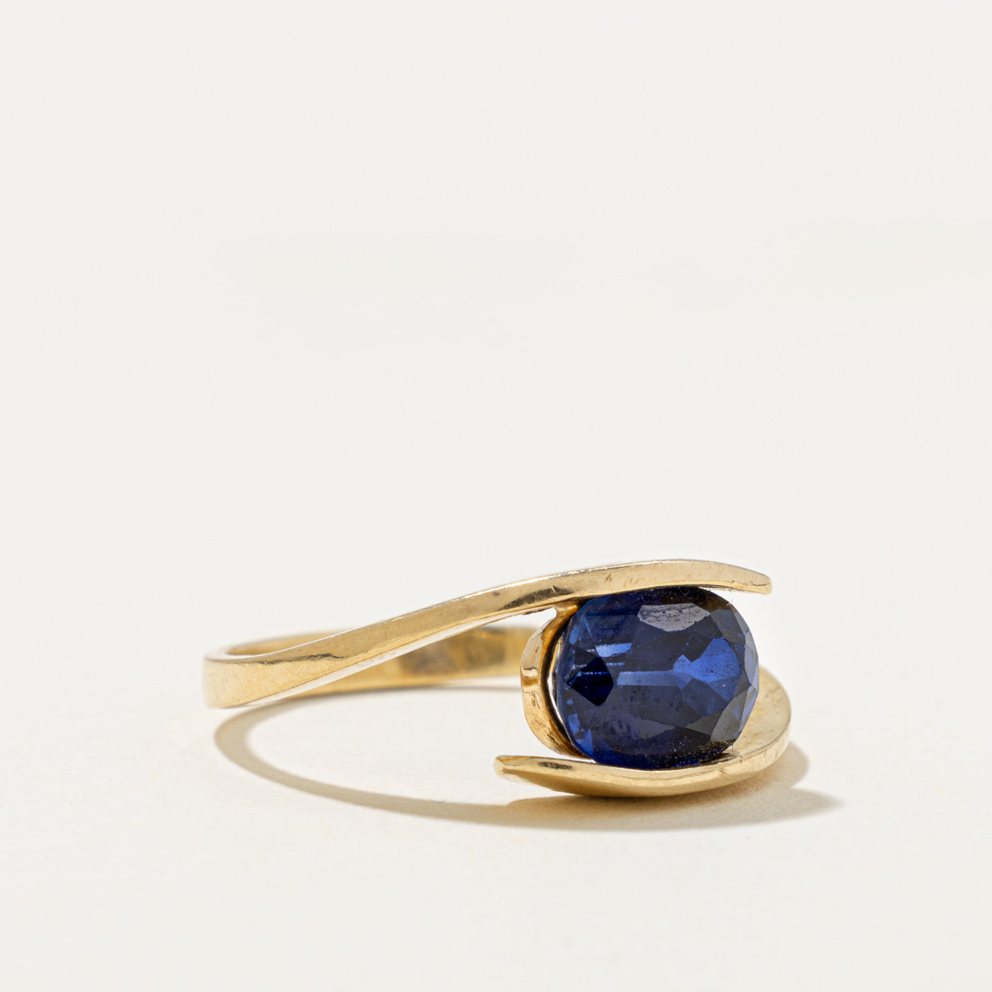 17k East West Synthetic Sapphire Bypass Ring | 2.70ct | SZ 9.25
