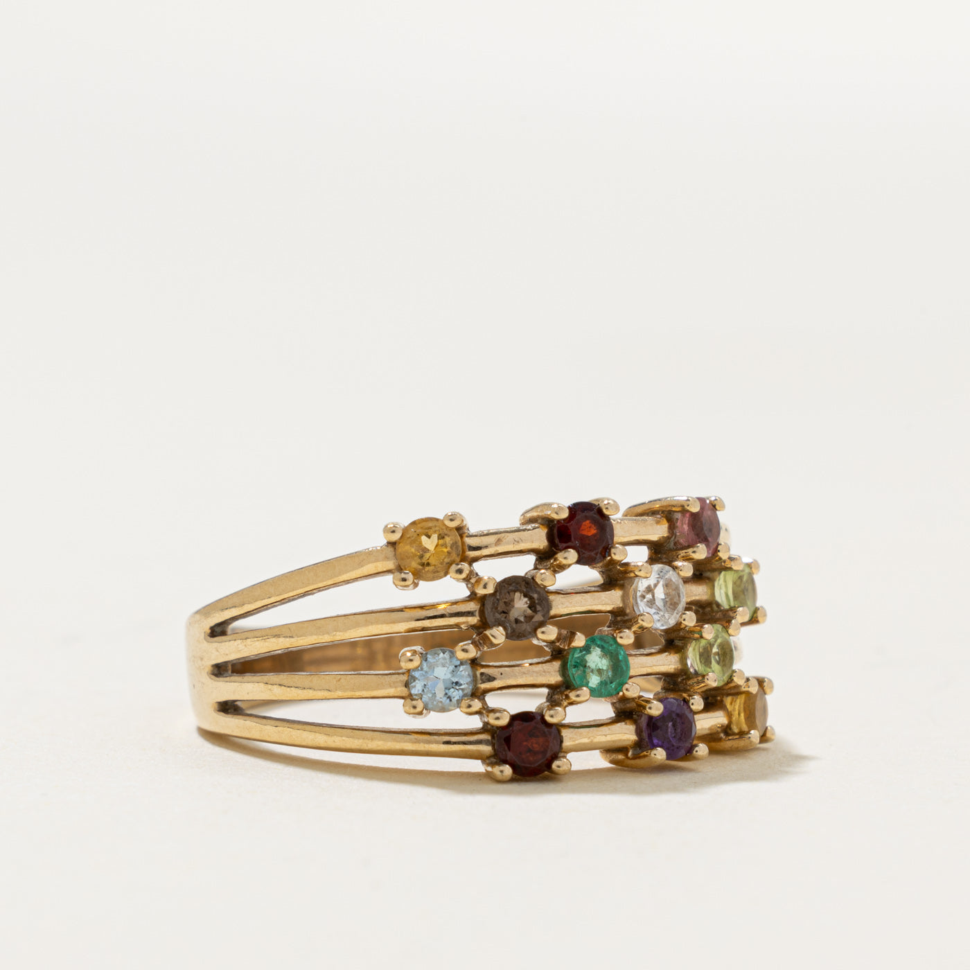 10k Scattered Multi Gemstone Layered Ring | 0.60ct
