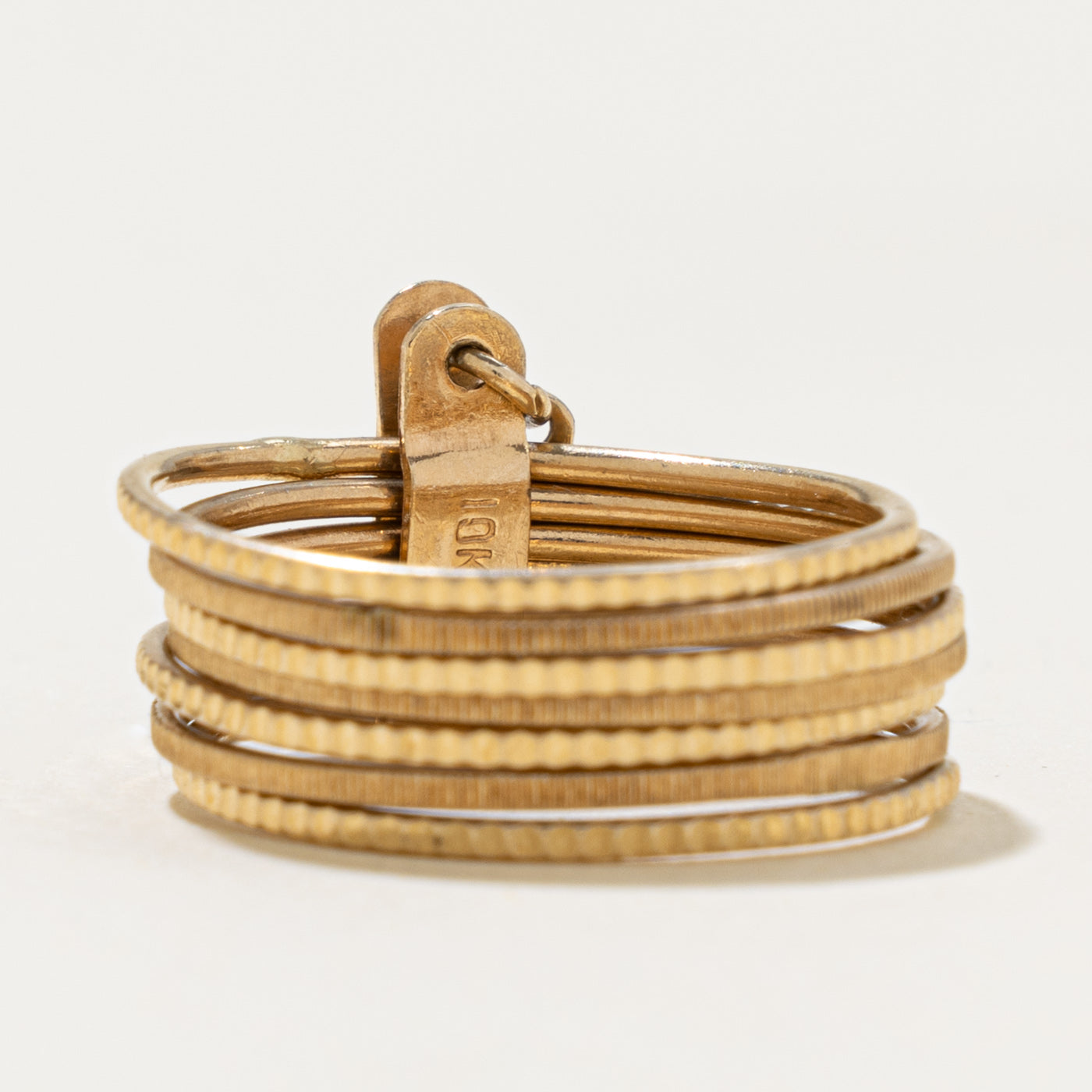 10k Yellow Gold Heart Charm Layered Band | 5.7mm | SZ 5.5
