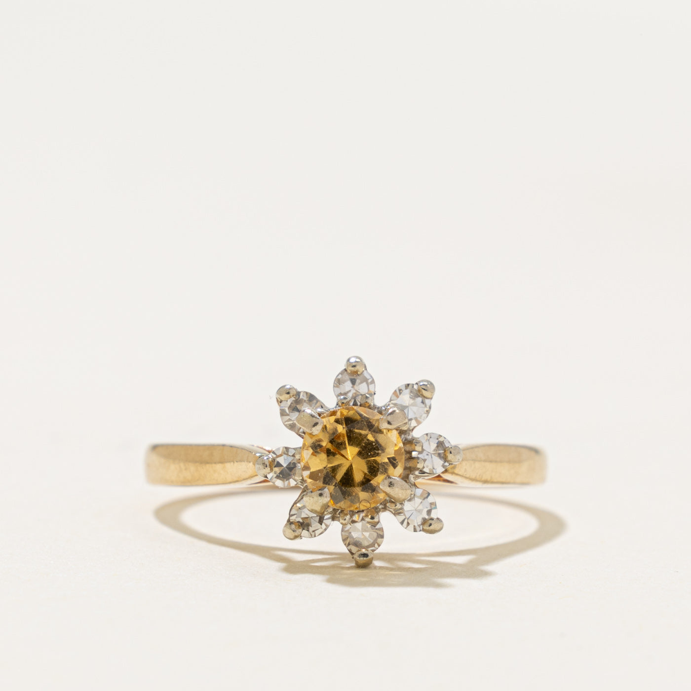 14k Topaz & Diamond Petal Halo Ring | 0.40ct, 0.16ctw | SZ 6.25