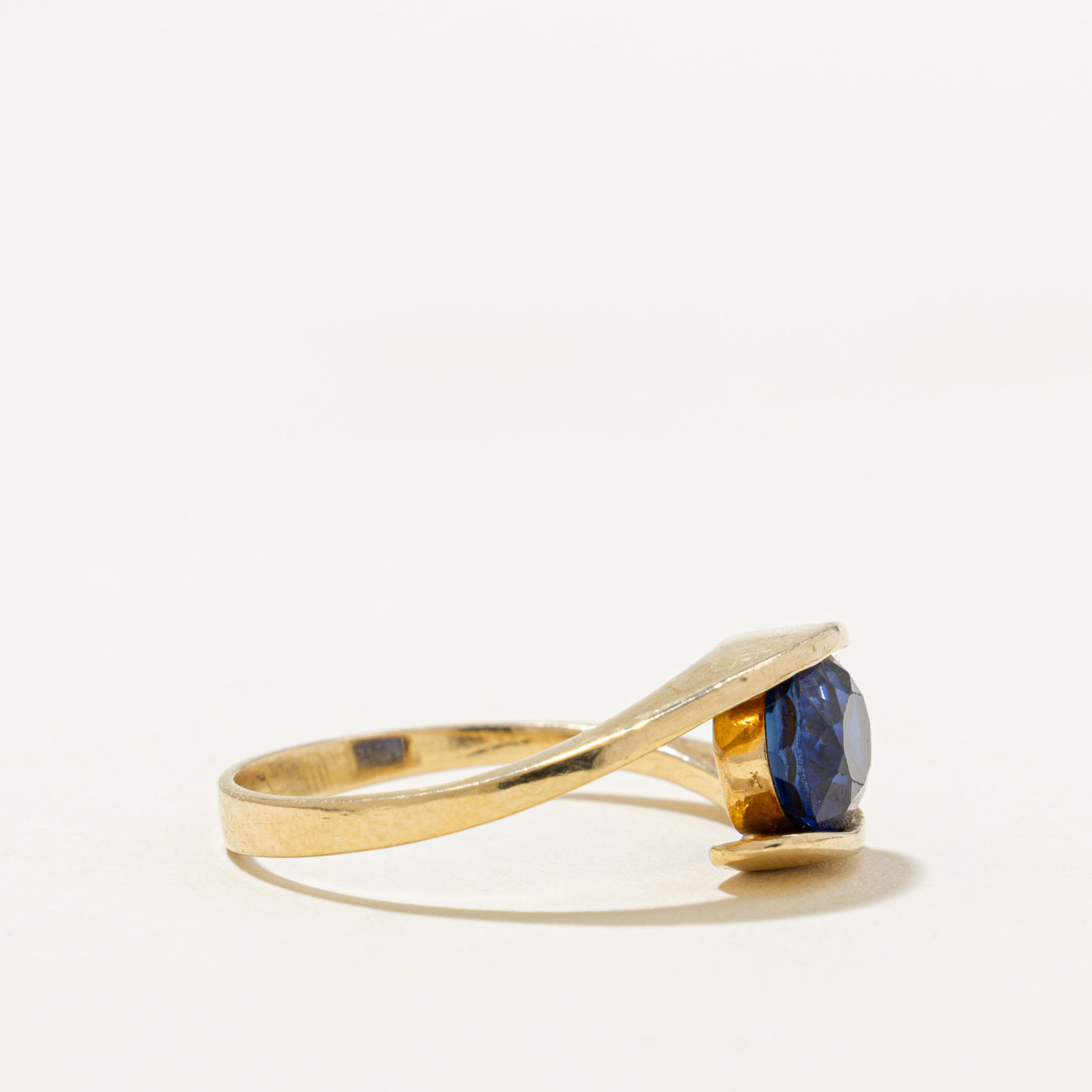 17k East West Synthetic Sapphire Bypass Ring | 2.70ct | SZ 9.25