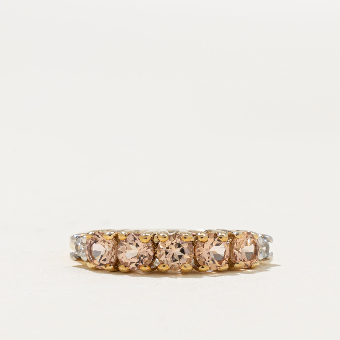 2014 Birmingham Semi Eternity Peach Topaz & Zircon Band | 0.92ctw | 1.35mm | SZ 6