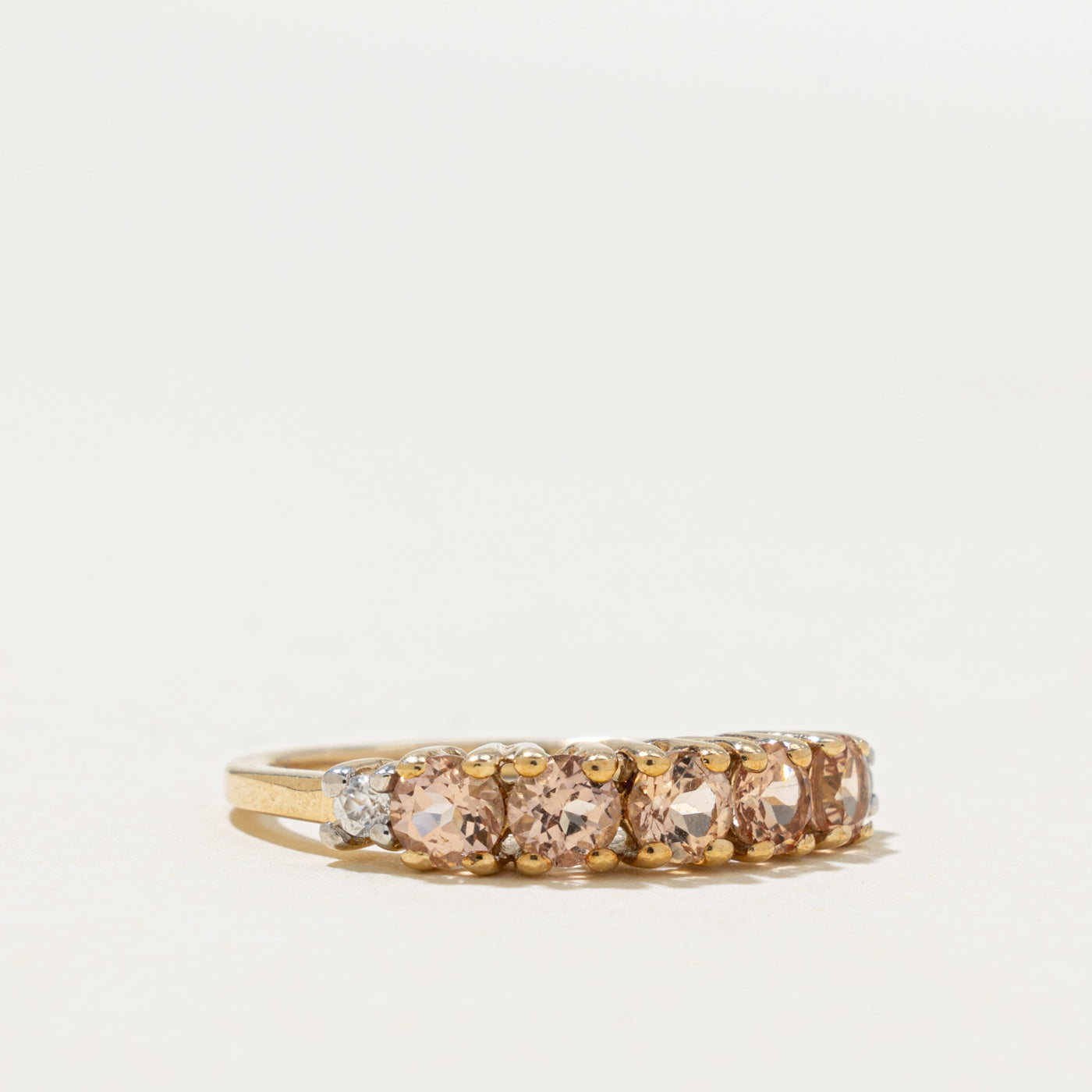 2014 Birmingham Semi Eternity Peach Topaz & Zircon Band | 0.92ctw | 1.35mm | SZ 6