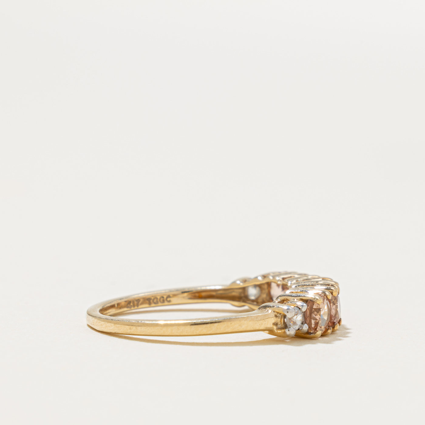 2014 Birmingham Semi Eternity Peach Topaz & Zircon Band | 0.92ctw | 1.35mm | SZ 6