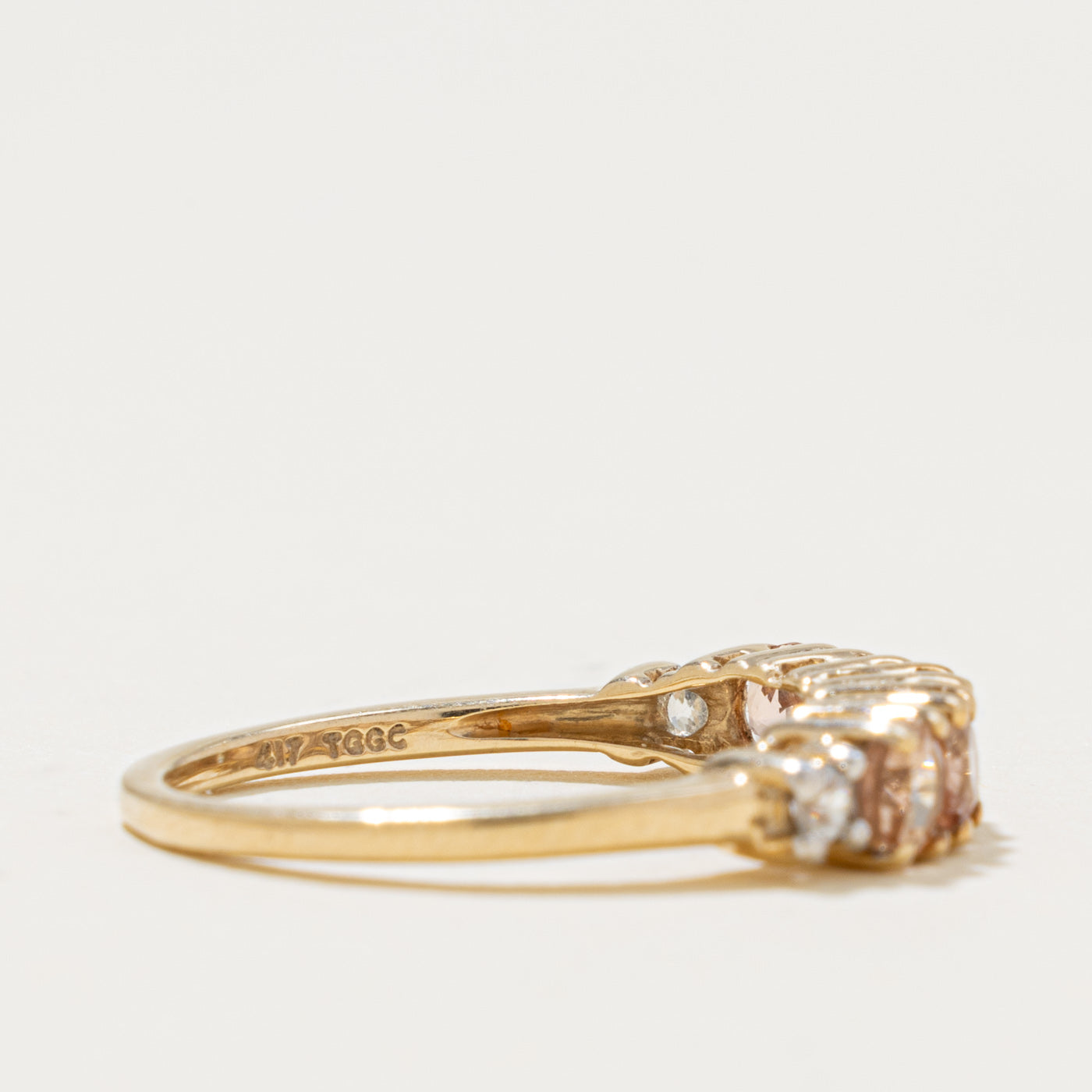 2014 Birmingham Semi Eternity Peach Topaz & Zircon Band | 0.92ctw | 1.35mm | SZ 6