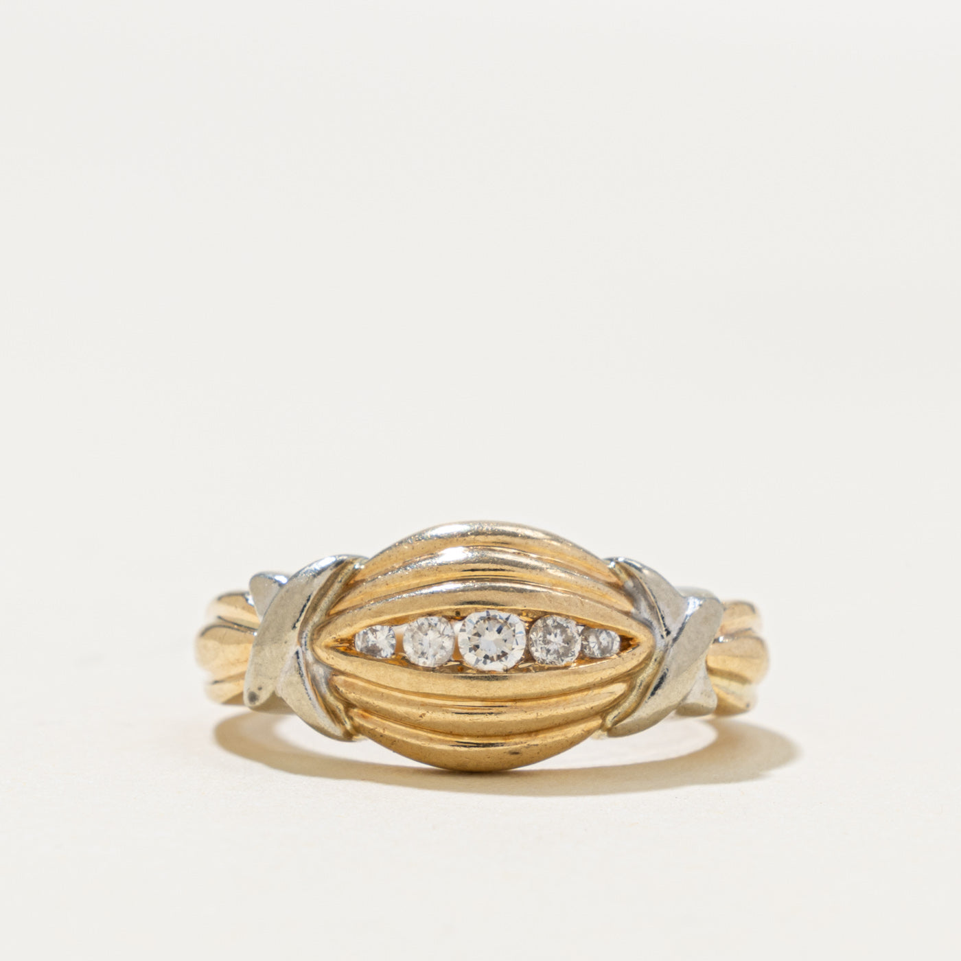 10k Five Stone Diamond Grooved Dome Ring | 0.10ctw | SZ 5.25