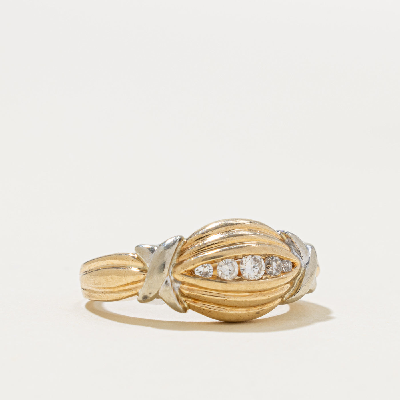 10k Five Stone Diamond Grooved Dome Ring | 0.10ctw | SZ 5.25