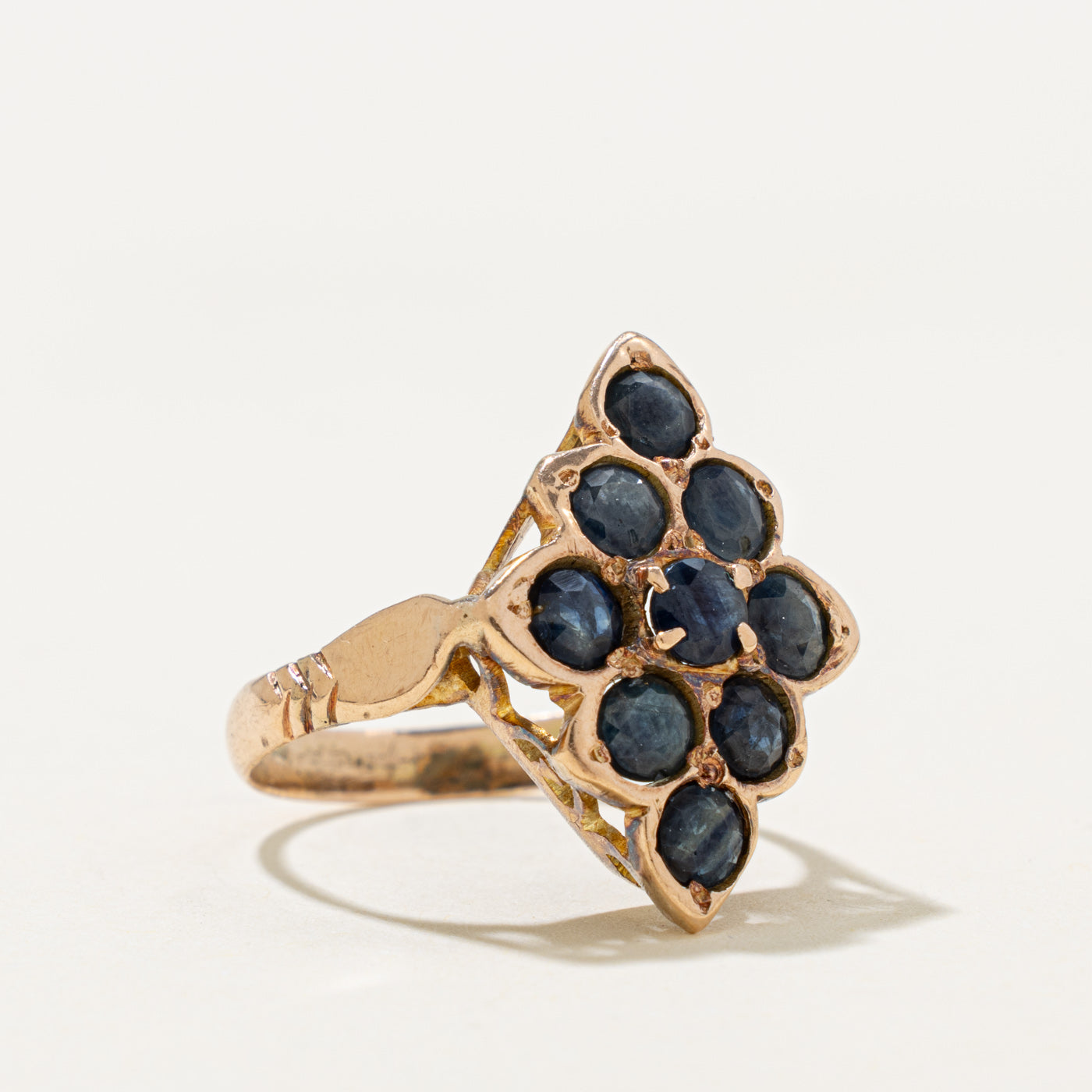 10k Sapphire Lozenge Cluster Ring | 1.80ct | SZ 5.75