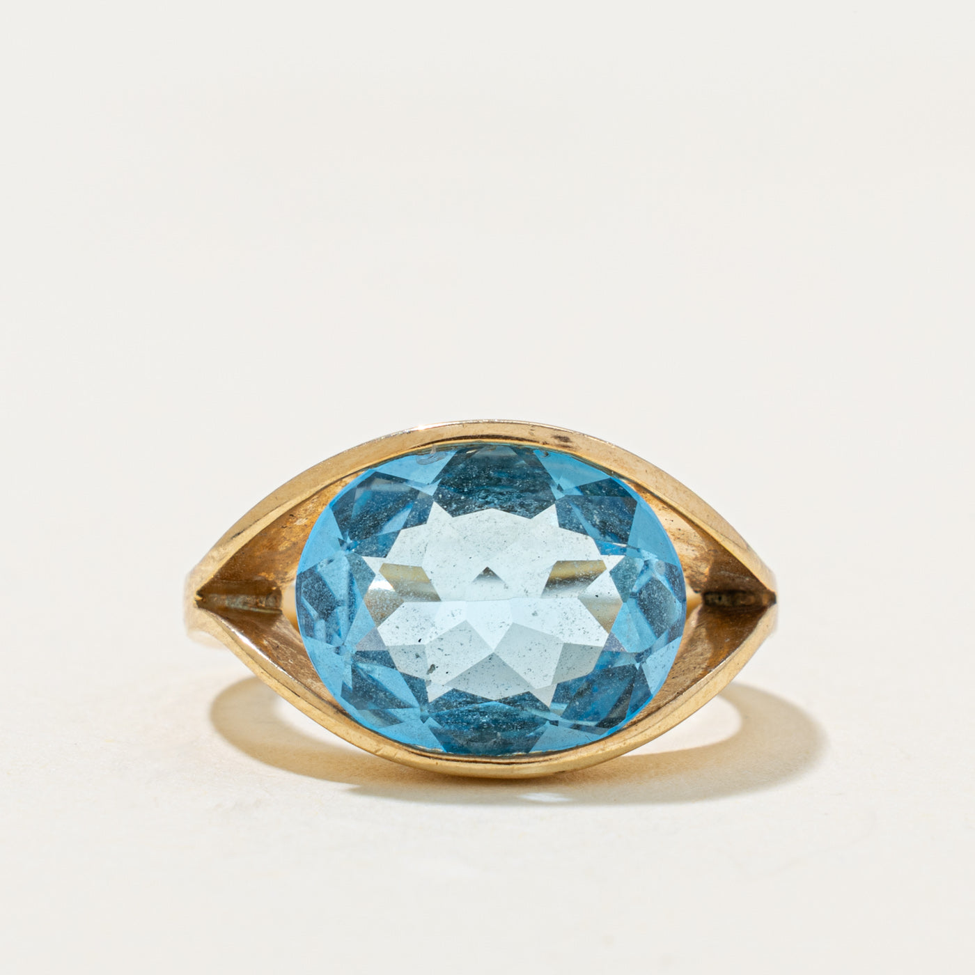 14k East West Blue Topaz Ring | 4.12ct | SZ 3.5