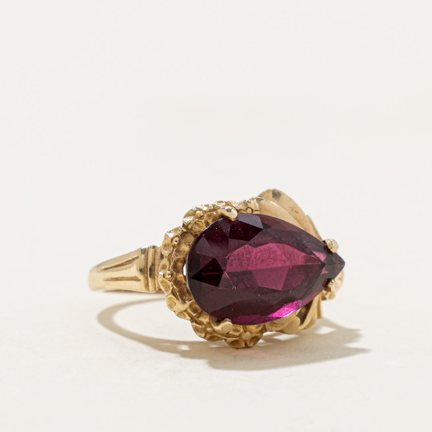 10k Pear Cut Tourmaline Textured Ornate Ring | 6.50ct | SZ 5.75
