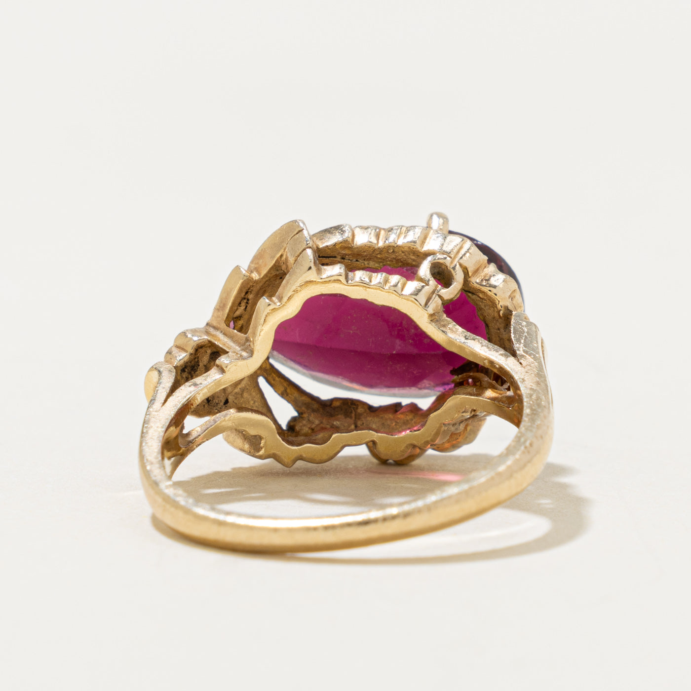 10k Pear Cut Tourmaline Textured Ornate Ring | 6.50ct | SZ 5.75