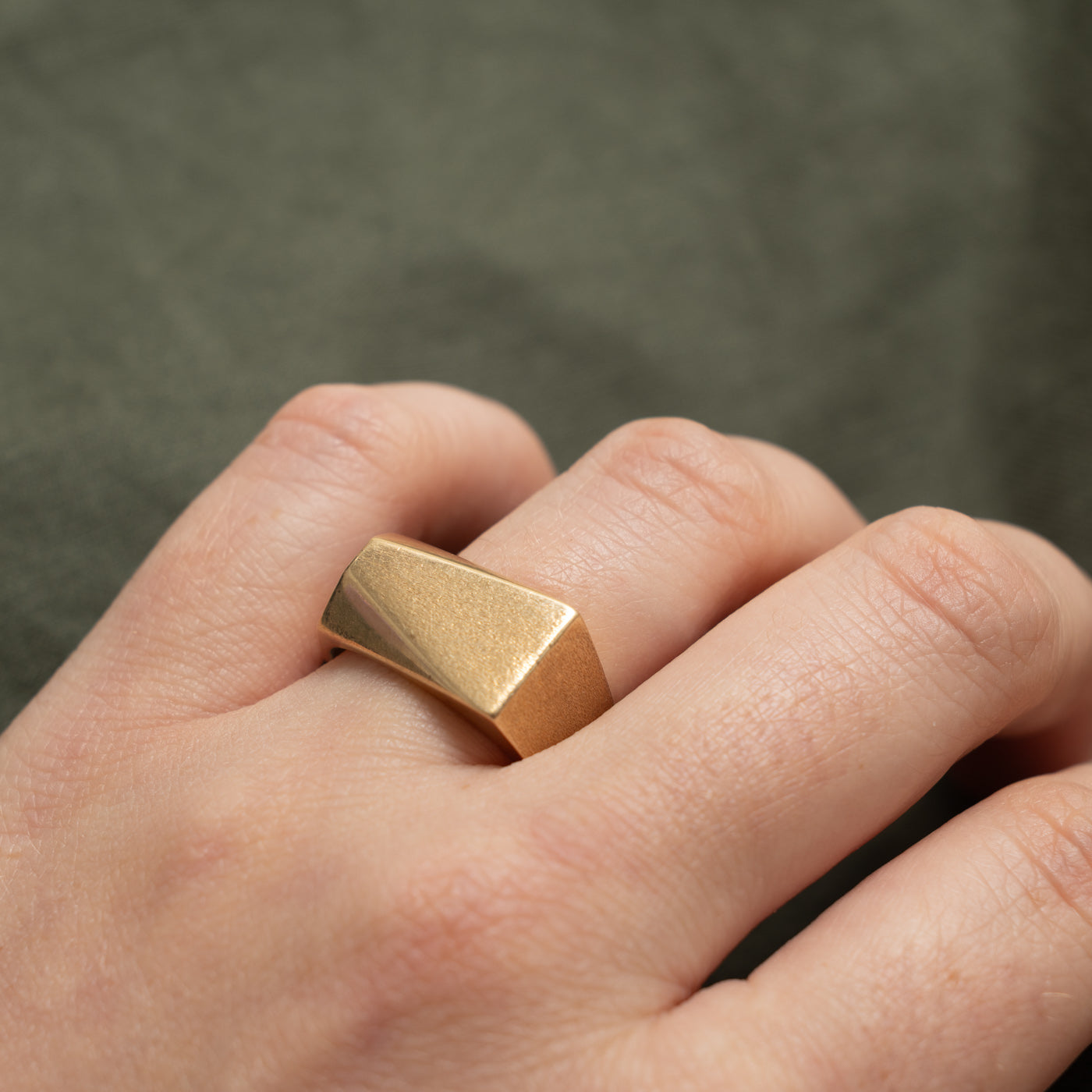 14k Yellow Gold Geometric Abstract Signet Ring | SZ 10.25