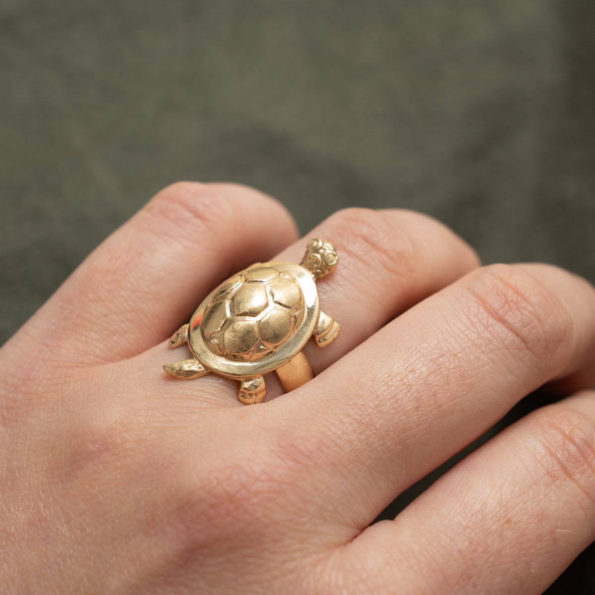 14k Yellow Gold Engraved Turtle Ring | SZ 6.25