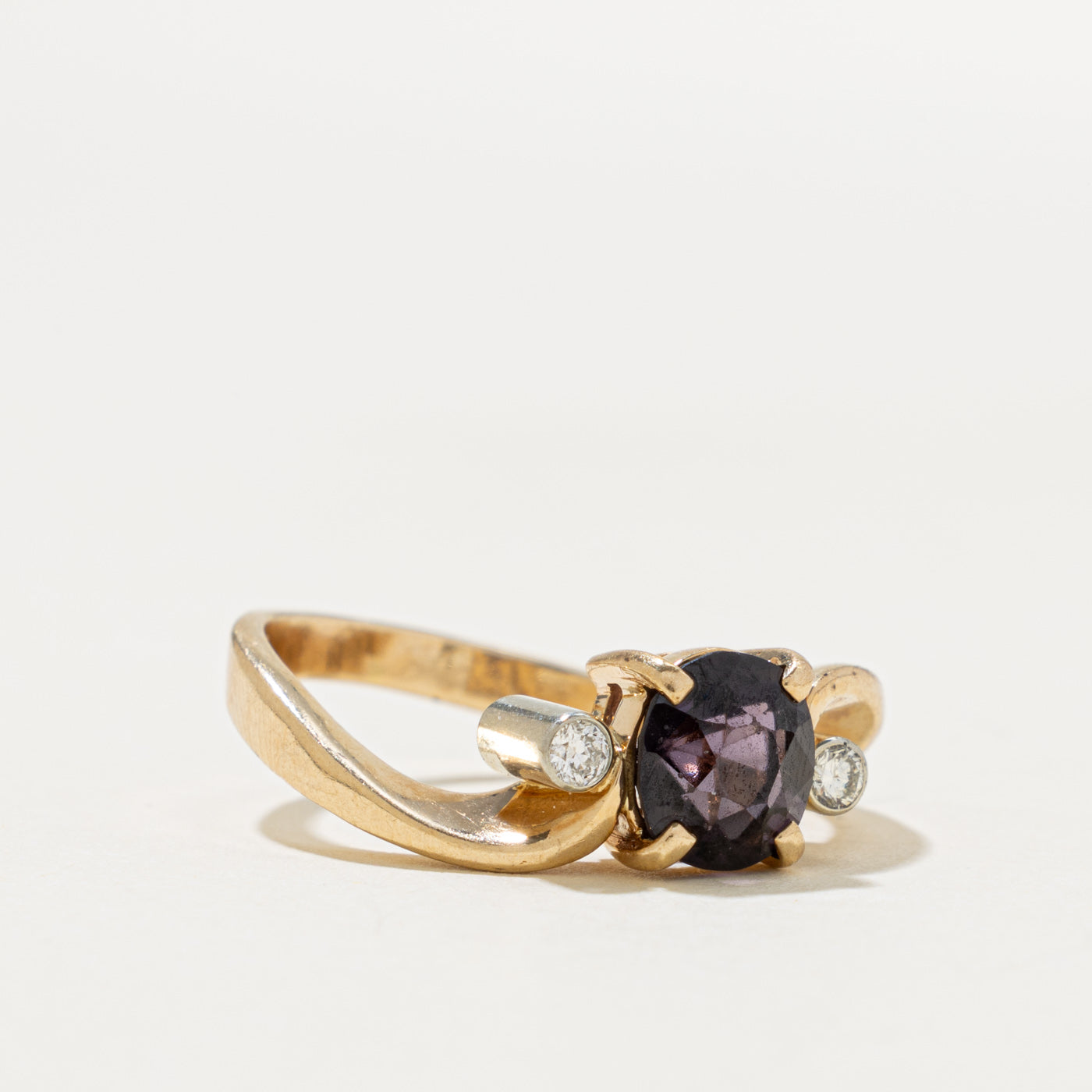 10k Spinel & Diamond Wave Bypass Ring | 2.11ct, 0.09ctw | SZ 9