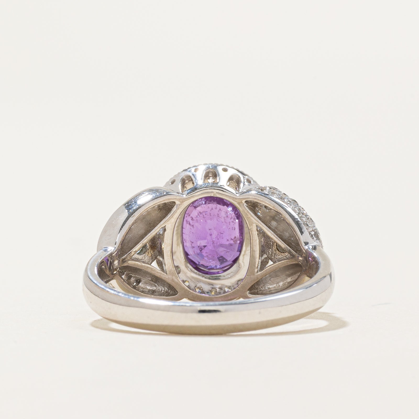 2ct+ Unheated Pinkish Purple Sapphire & Diamond Ring | 2.01ct | 0.34ctw | SZ 6.5