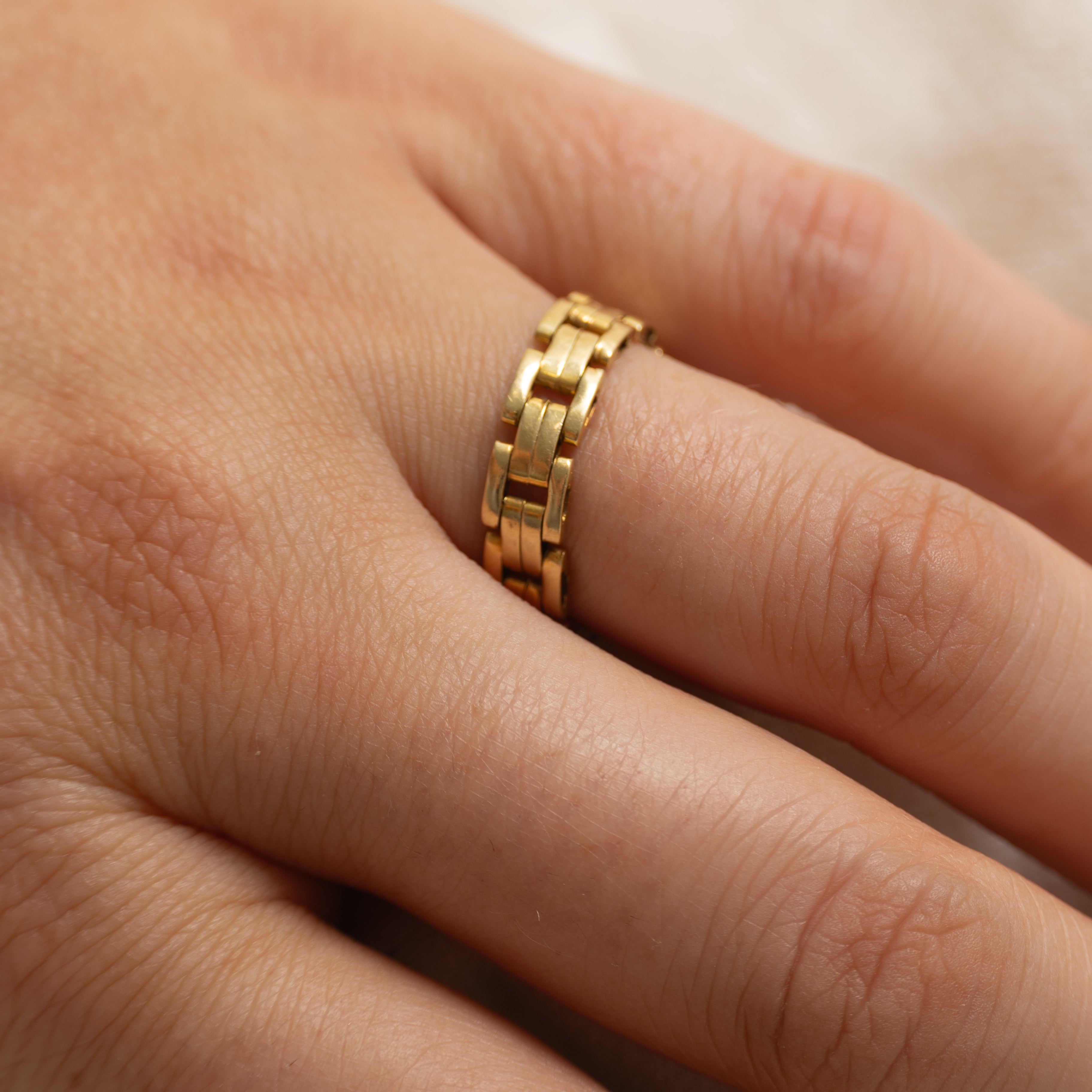 18K Yellow Gold Chain Ring | 5mm | SZ 7.75